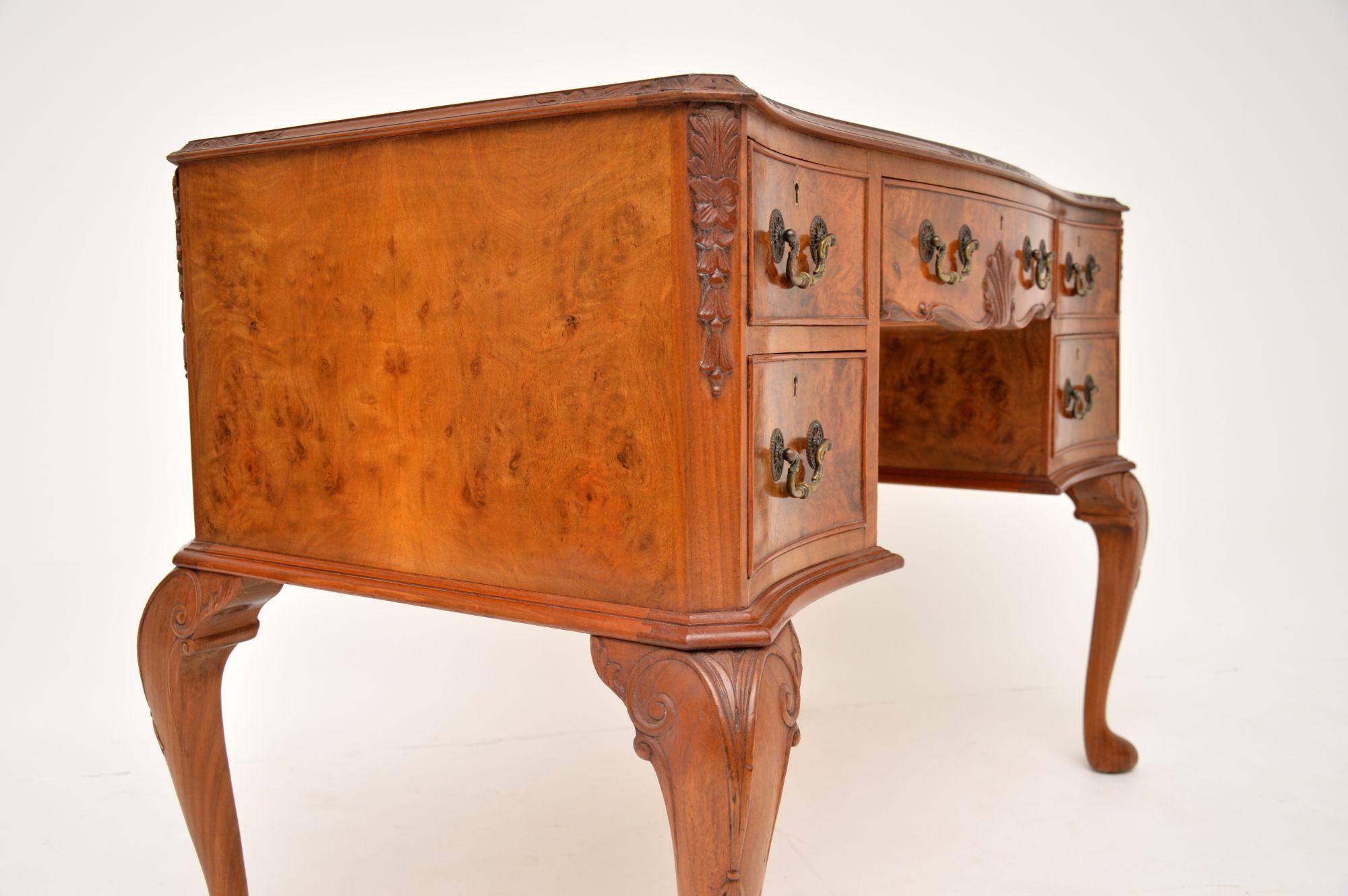 Antique Burr Walnut Leather Top Writing Desk 4