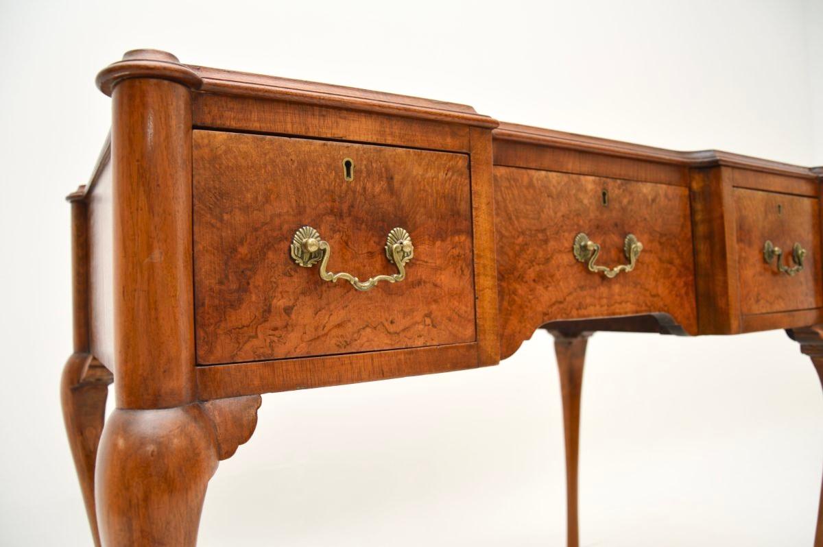 Antique Burr Walnut Leather Top Writing Desk 4