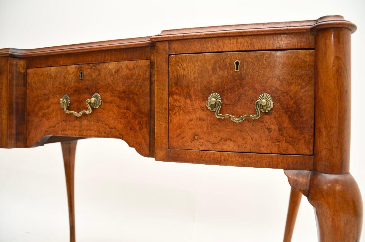 Antique Burr Walnut Leather Top Writing Desk 5