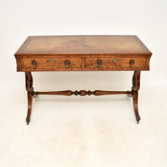 Antique Burr Walnut Leather Top Writing Desk