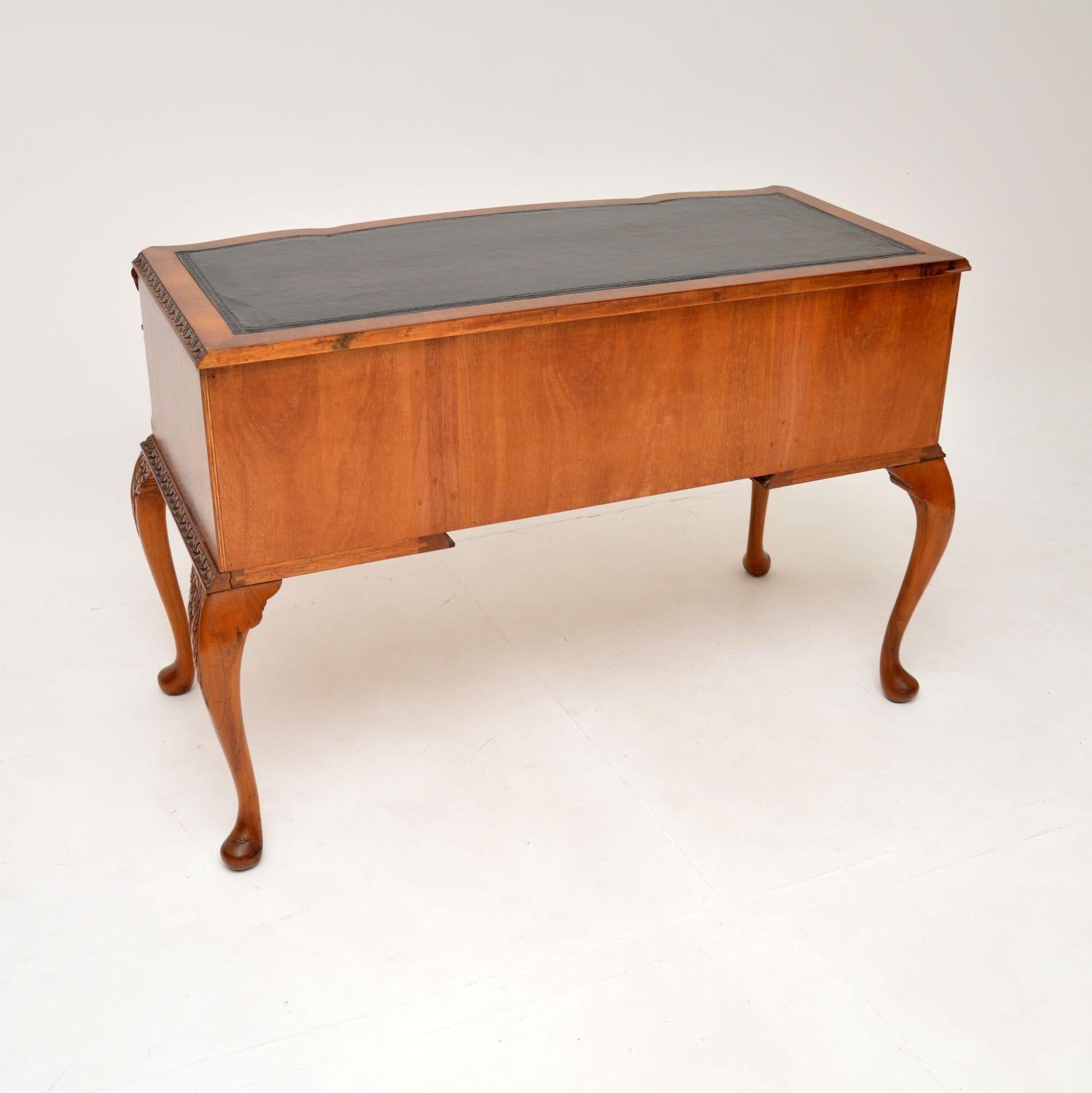 Early 20th Century Antique Burr Walnut Leather Top Writing Desk