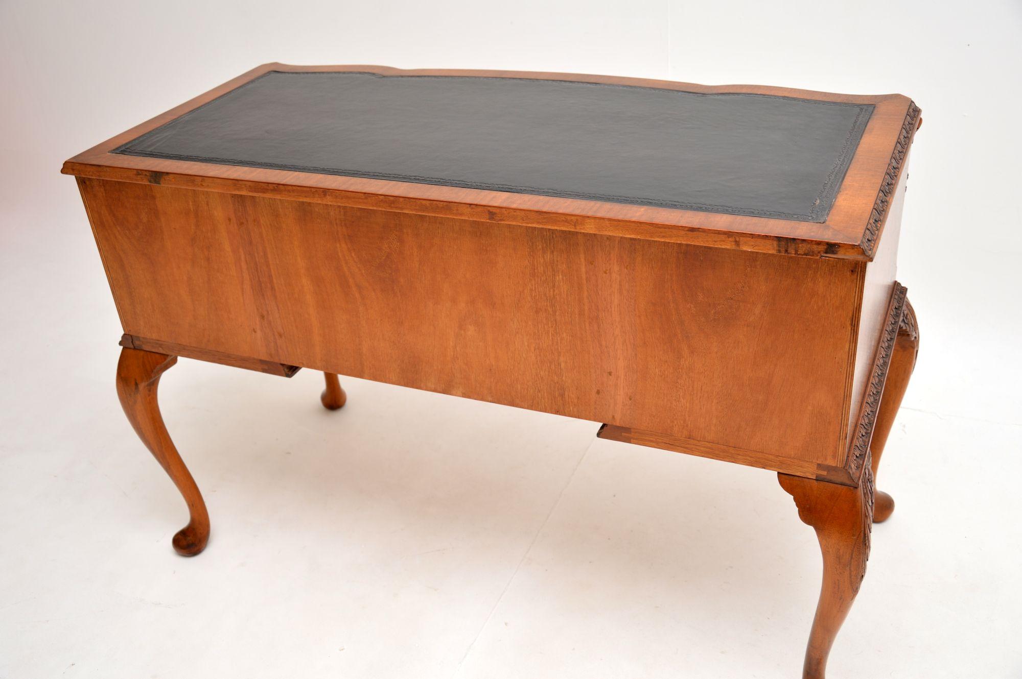 Antique Burr Walnut Leather Top Writing Desk 1
