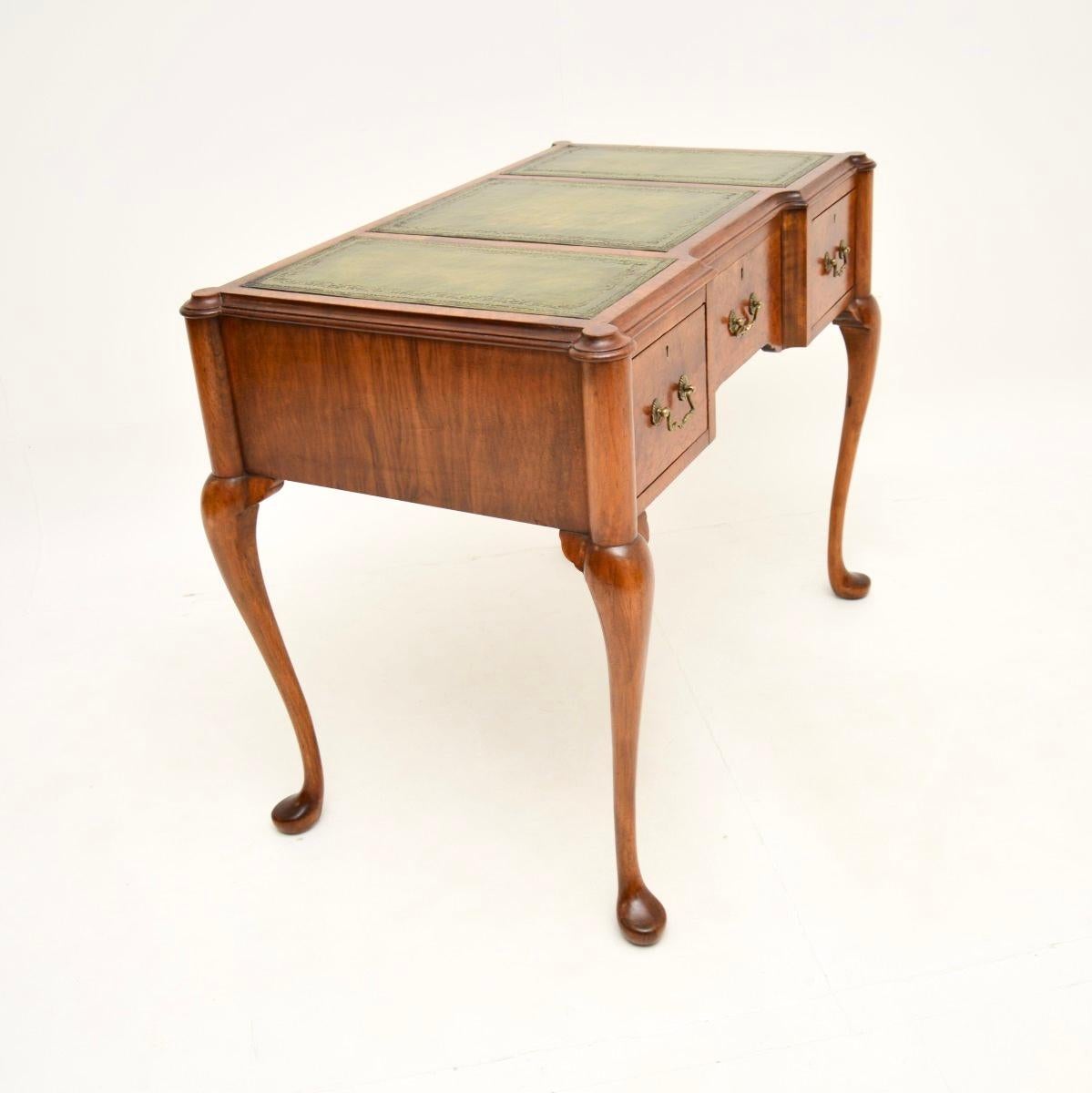 Antique Burr Walnut Leather Top Writing Desk 1