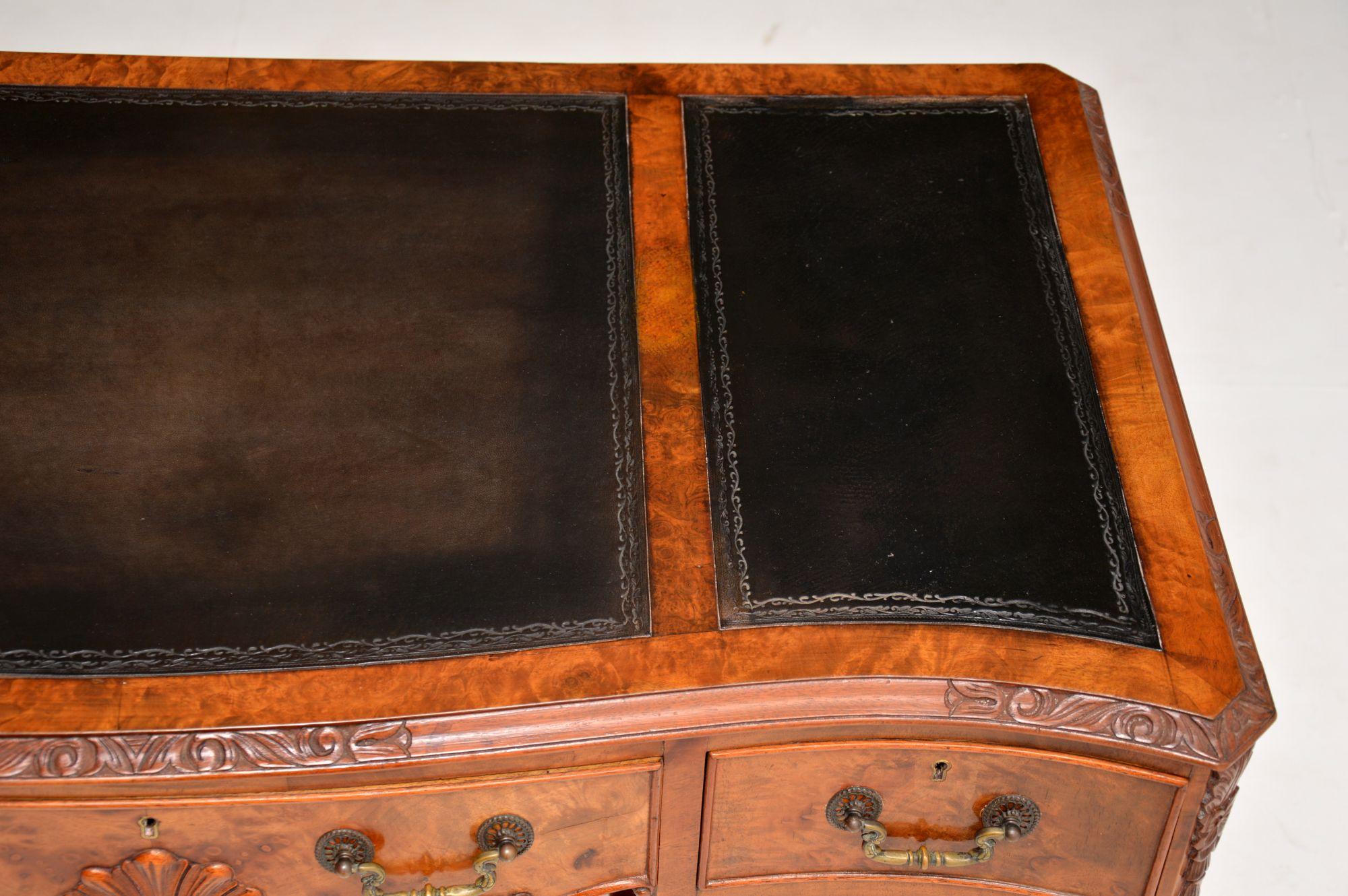 Antique Burr Walnut Leather Top Writing Desk 2