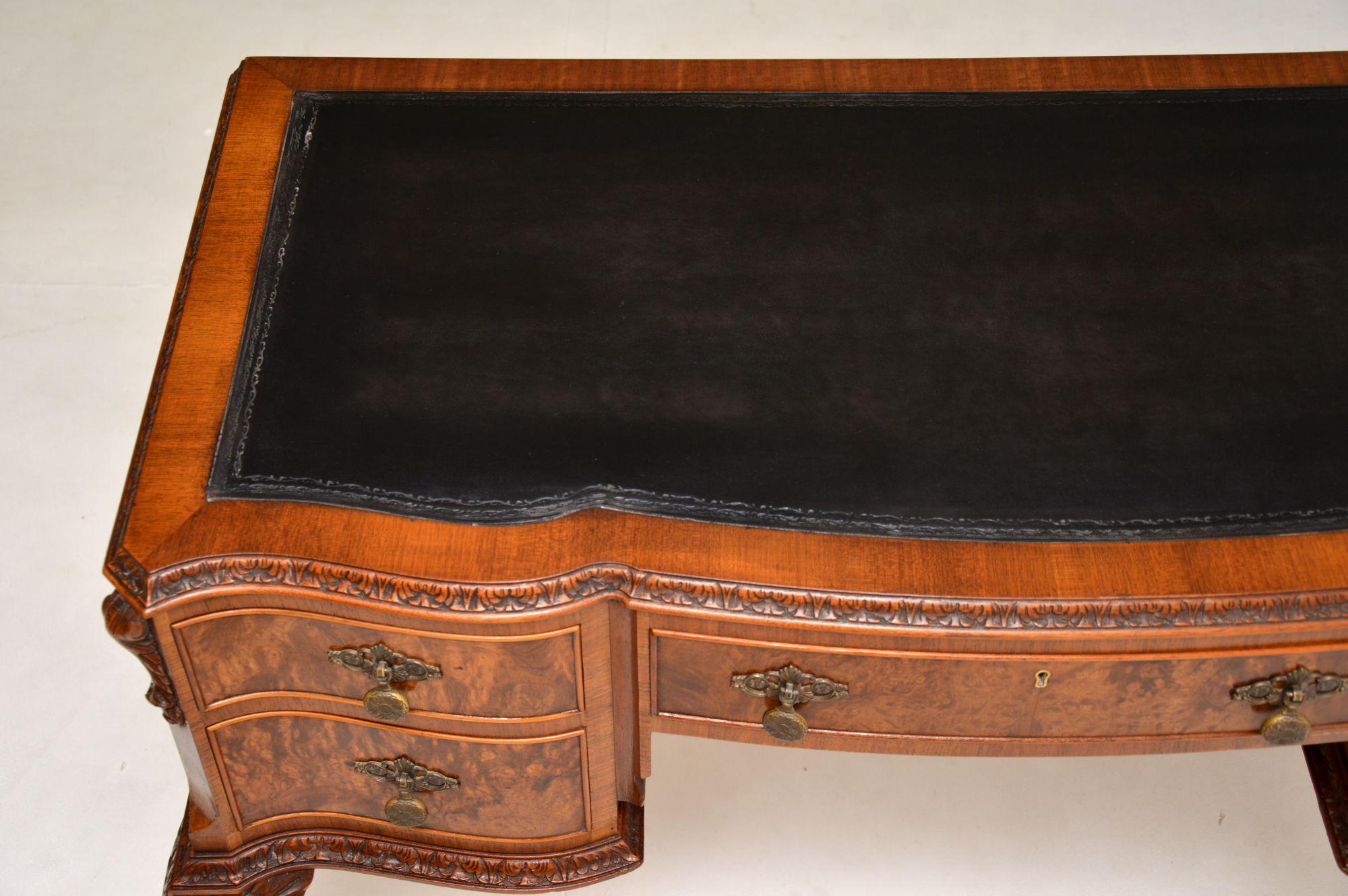 Antique Burr Walnut Leather Top Writing Desk 2