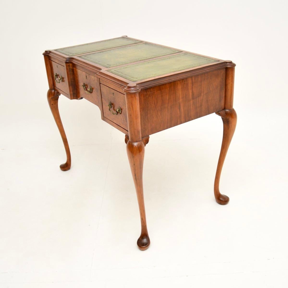 Antique Burr Walnut Leather Top Writing Desk 2