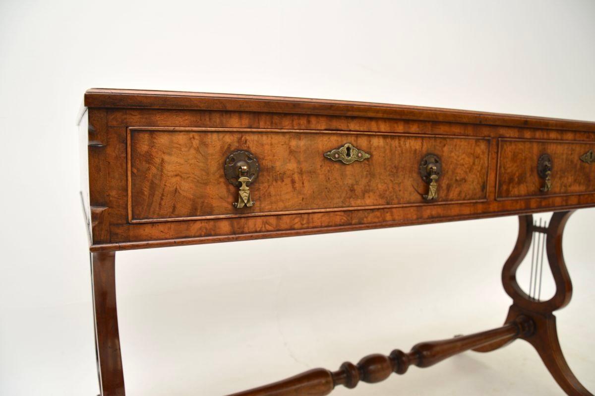 Antique Burr Walnut Leather Top Writing Desk 3