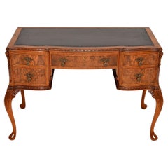 Antique Burr Walnut Leather Top Writing Desk