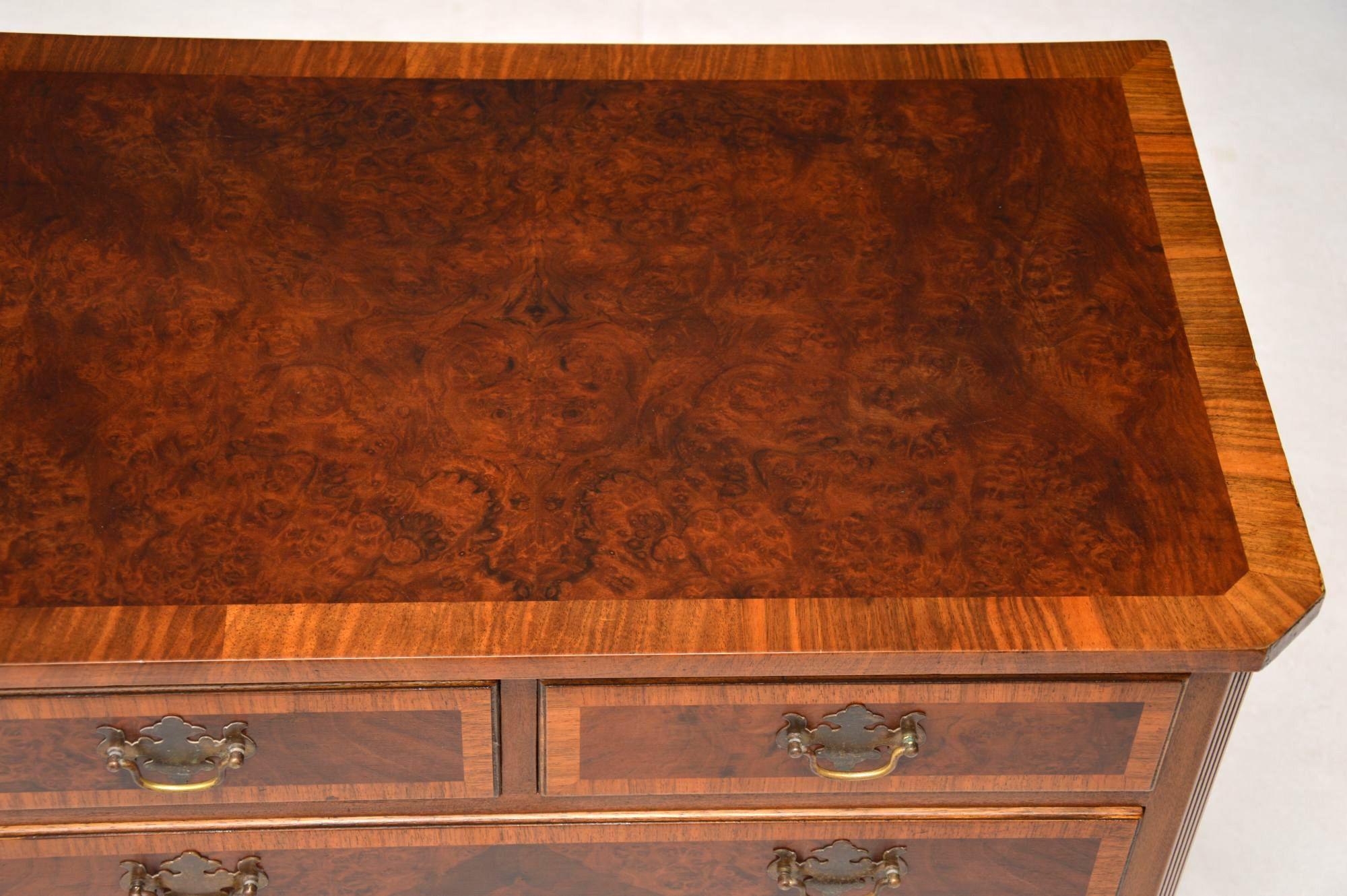 Antique Burr Walnut Long Low Chest of Drawers 6
