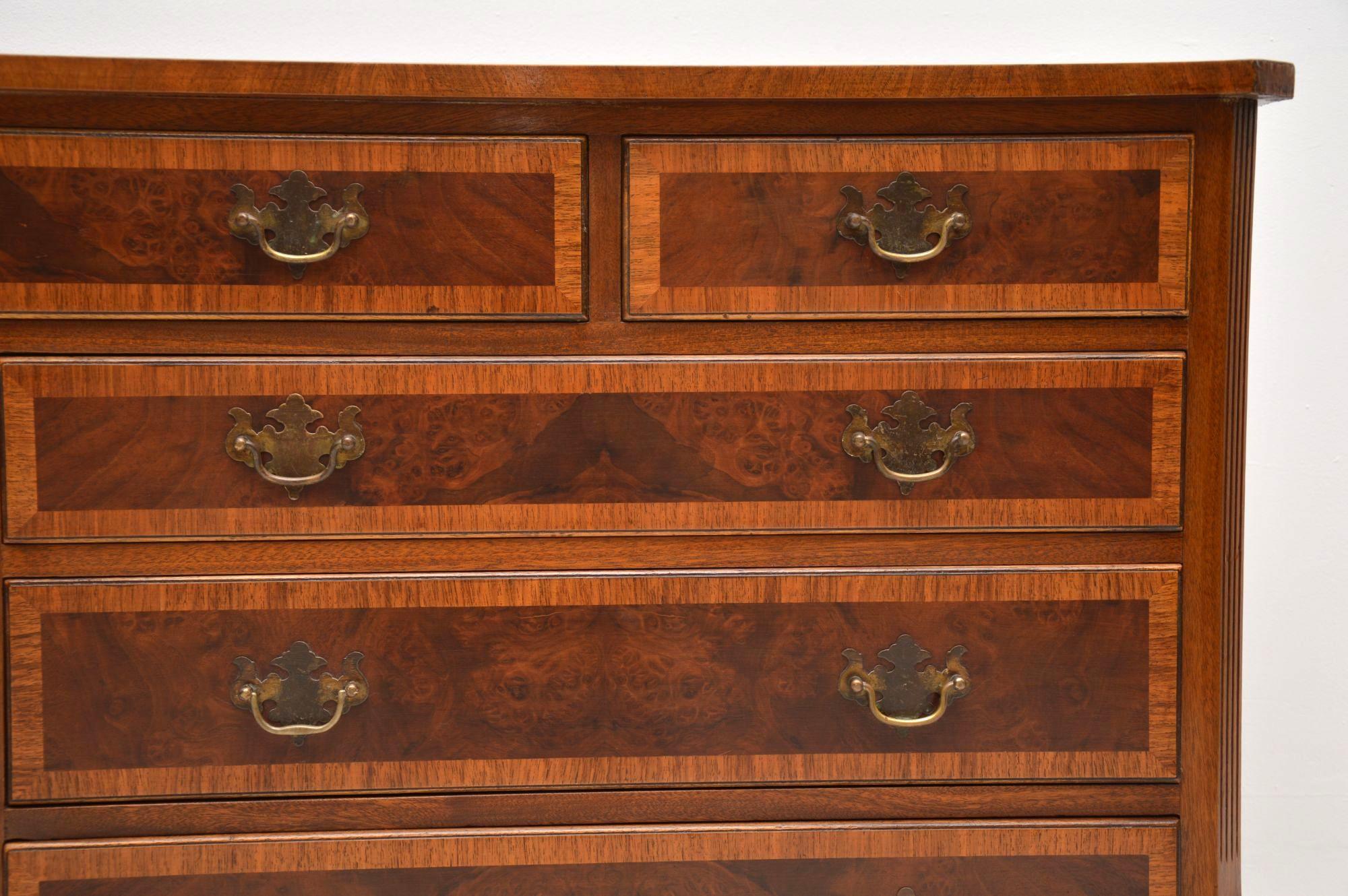 Mid-20th Century Antique Burr Walnut Long Low Chest of Drawers