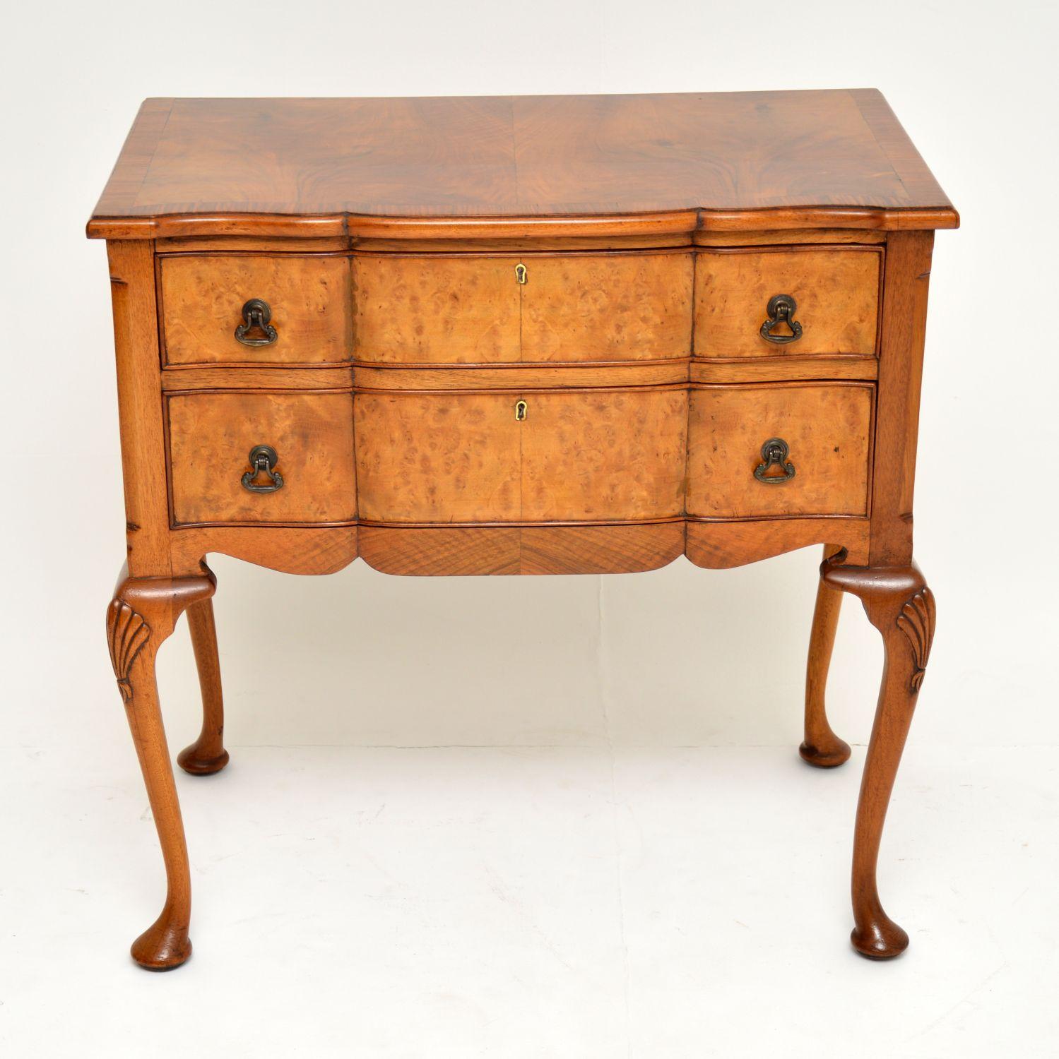 Antique Burr Walnut Low Boy Chest / Side Table 4