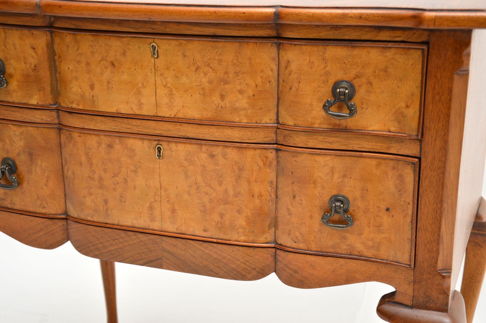 20th Century Antique Burr Walnut Low Boy Chest / Side Table