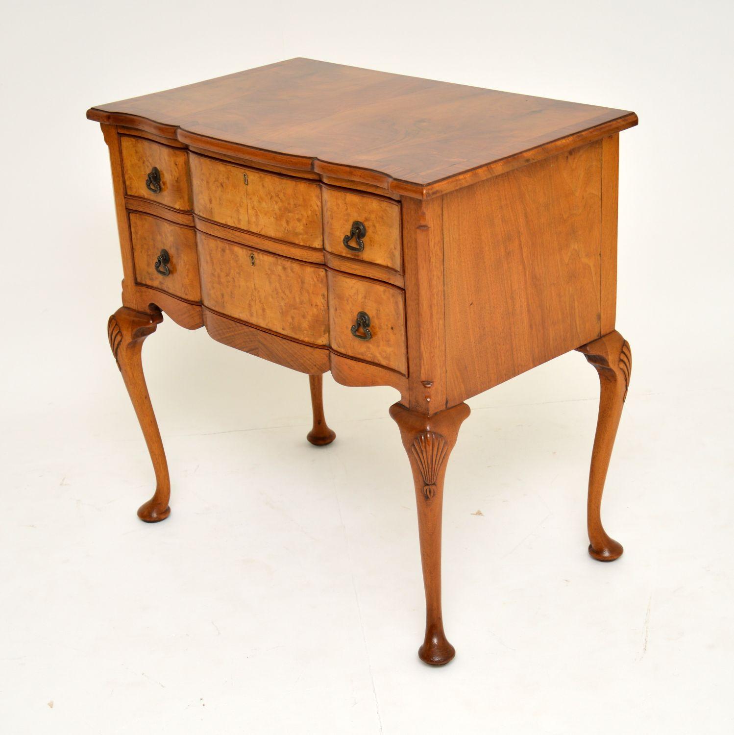 Antique Burr Walnut Low Boy Chest / Side Table 3