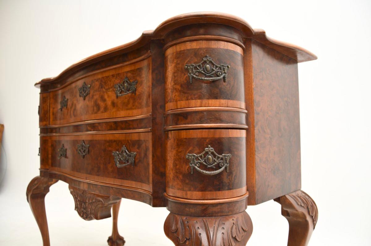 Antique Burr Walnut Lowboy Chest of Drawers For Sale 4