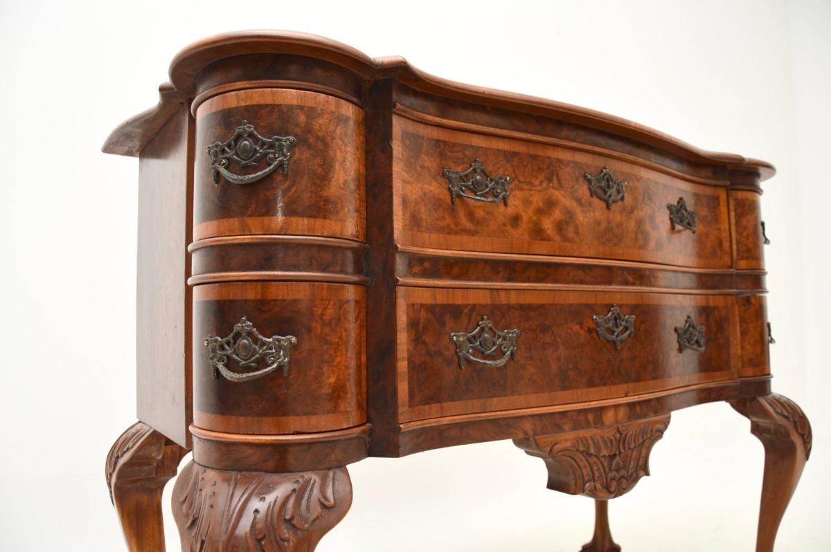 Antique Burr Walnut Lowboy Chest of Drawers For Sale 2