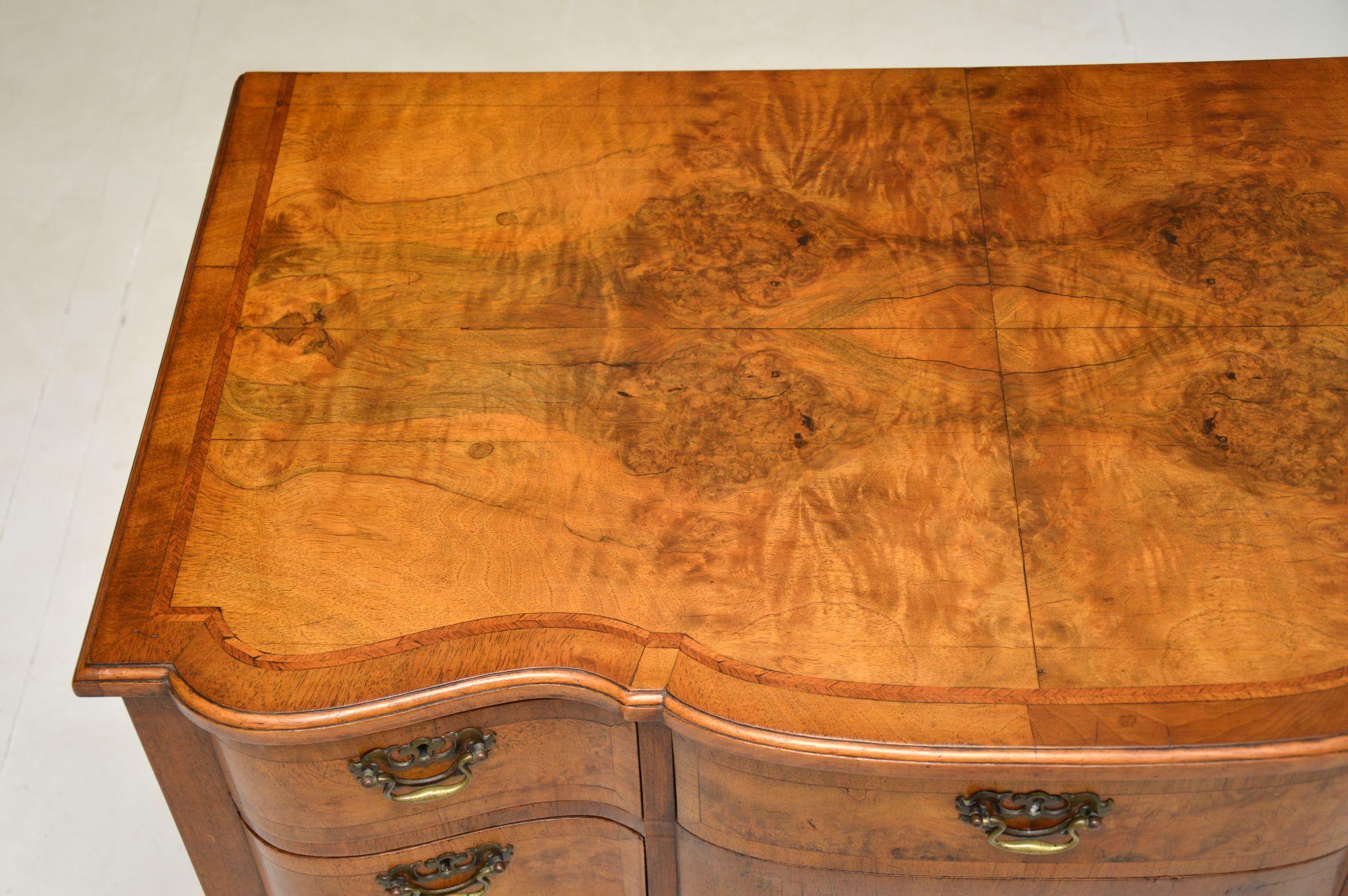 Georgian Antique Burr Walnut Lowboy Desk / Dressing Table