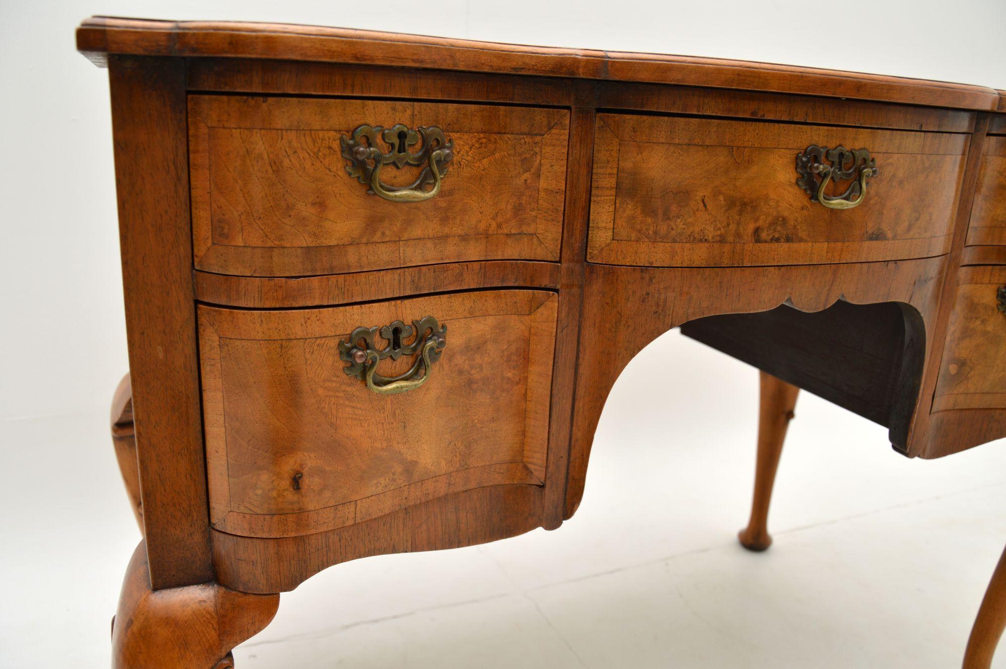 Early 20th Century Antique Burr Walnut Lowboy Desk / Dressing Table