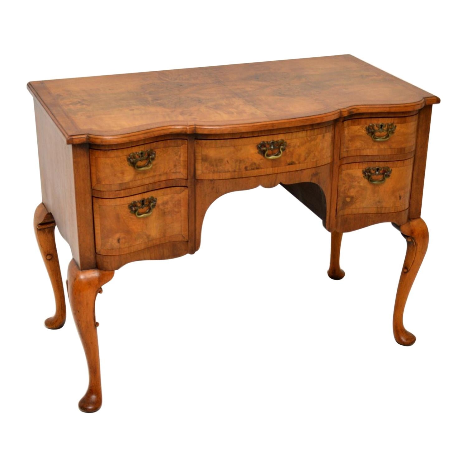 Antique Burr Walnut Lowboy Desk / Dressing Table