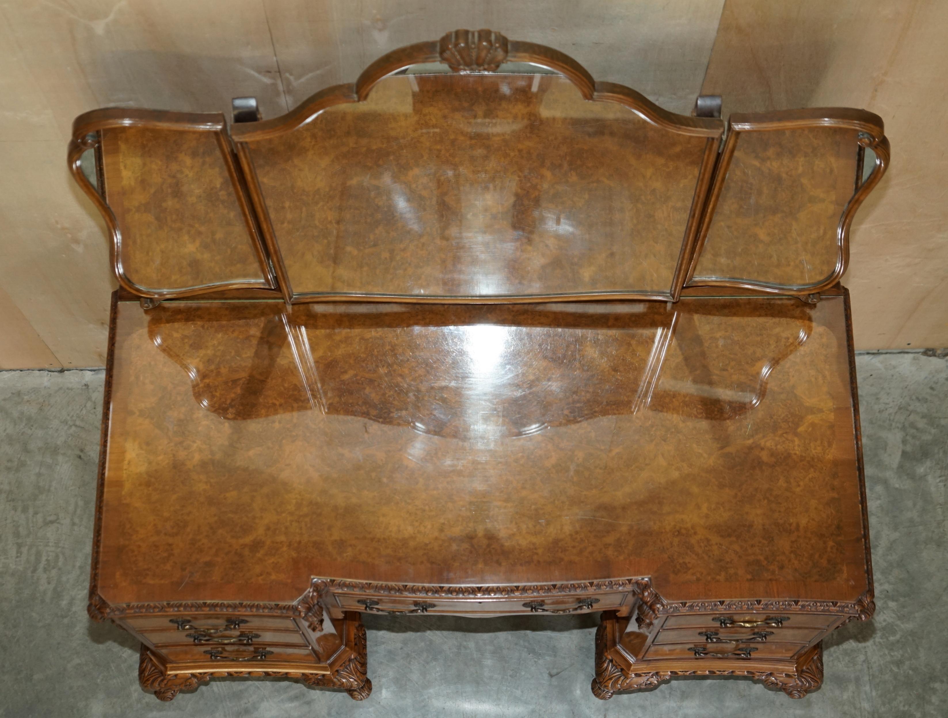 ANTIQUE BURR WALNUT MAPLE & CO DRESSiNG TABLE & STOOL SUBLIME QUALITY MUST SEE 8