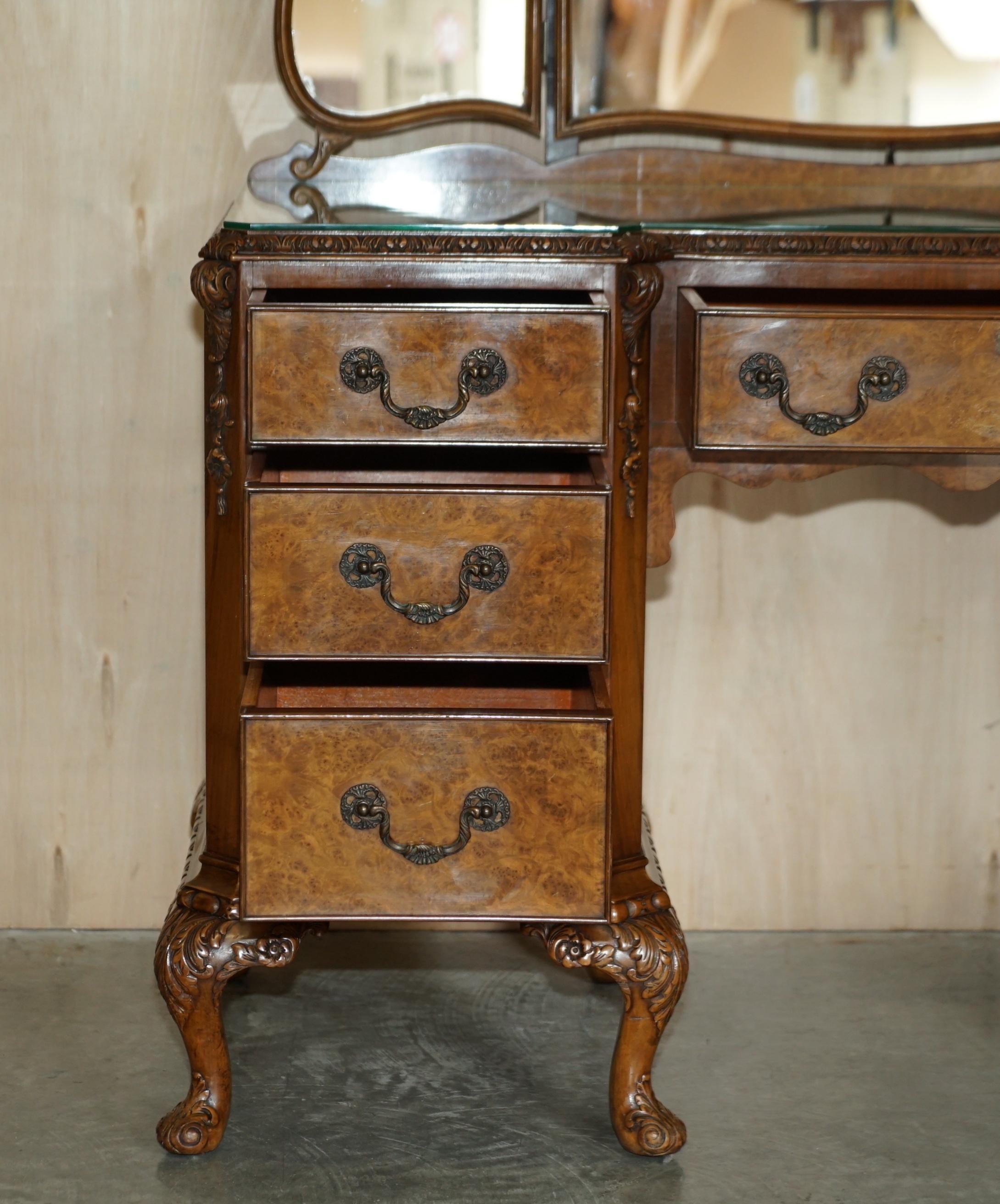 ANTIQUE BURR WALNUT MAPLE & CO DRESSiNG TABLE & STOOL SUBLIME QUALITY MUST SEE 10