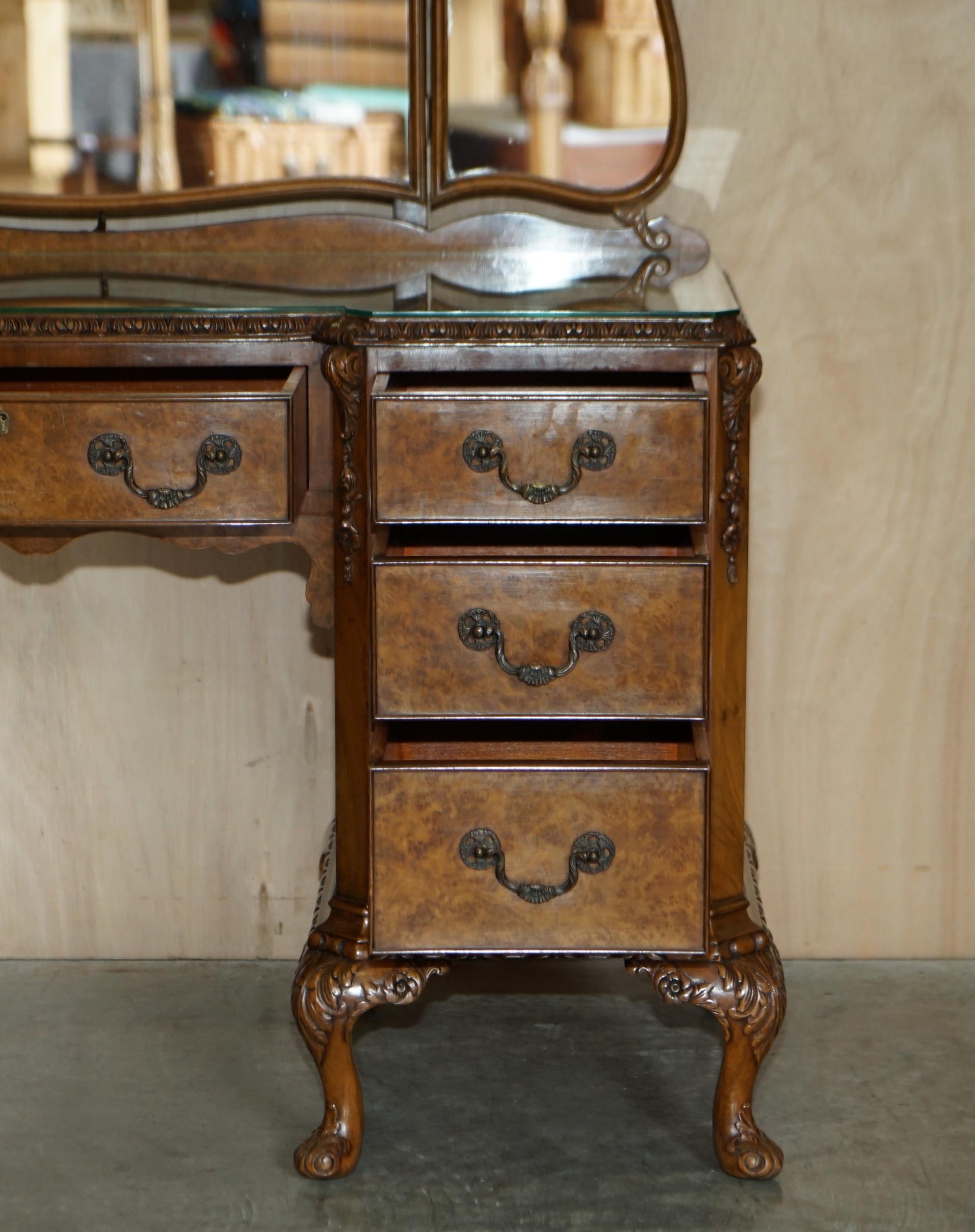 ANTIQUE BURR WALNUT MAPLE & CO DRESSiNG TABLE & STOOL SUBLIME QUALITY MUST SEE 12