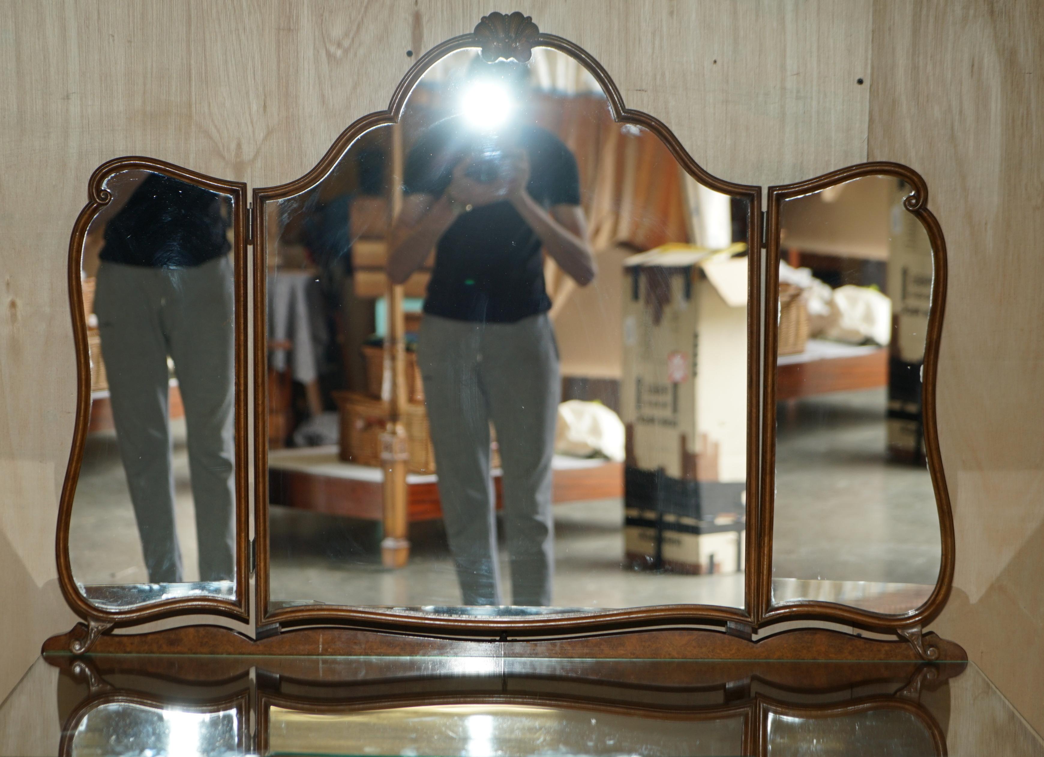 ANTIQUE BURR WALNUT MAPLE & CO DRESSiNG TABLE & STOOL SUBLIME QUALITY MUST SEE 1