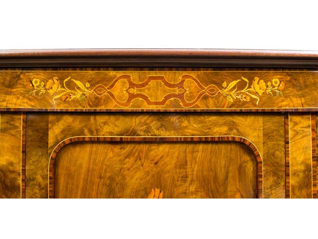 Antique Burr Walnut Marquetry 3 Door Sideboard Early 20th Century For Sale 8