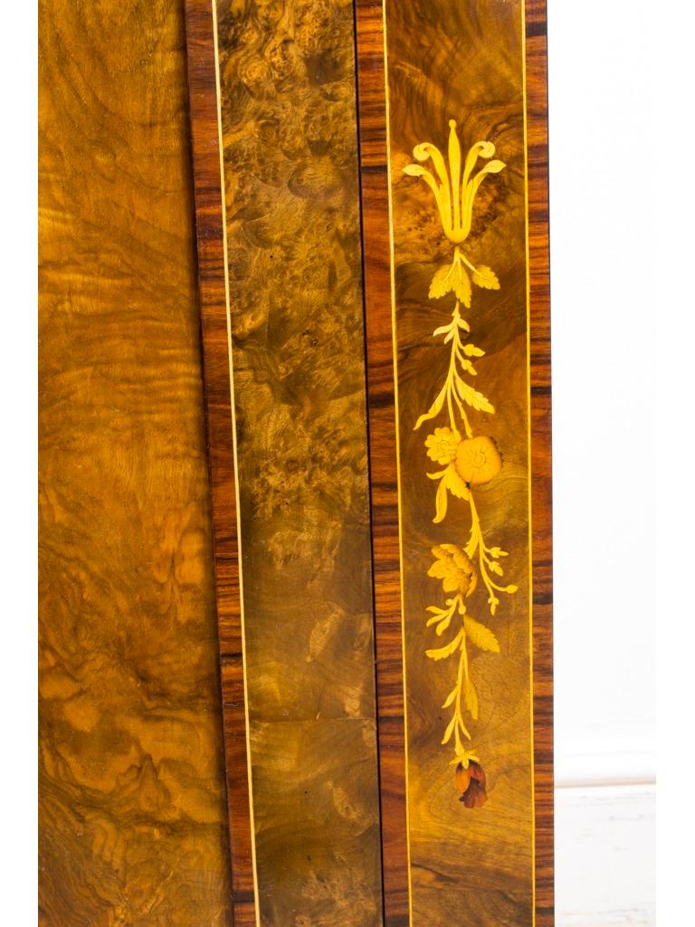 Antique Burr Walnut Marquetry 3 Door Sideboard Early 20th Century For Sale 10