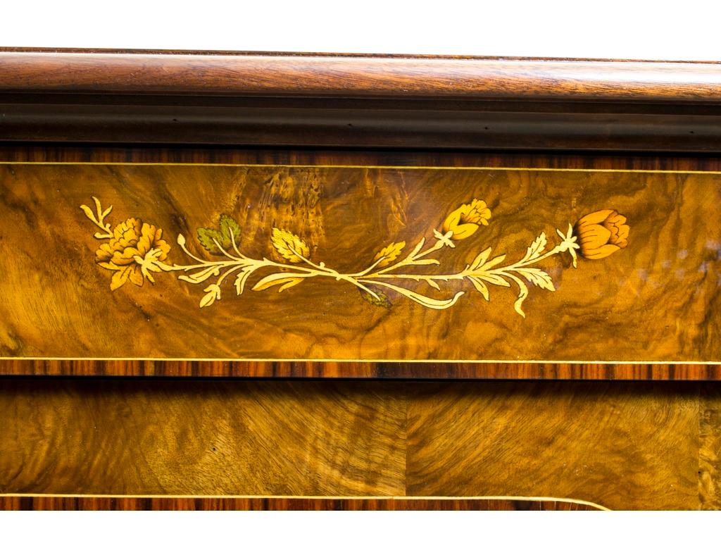 Antique Burr Walnut Marquetry 3 Door Sideboard Early 20th Century For Sale 11