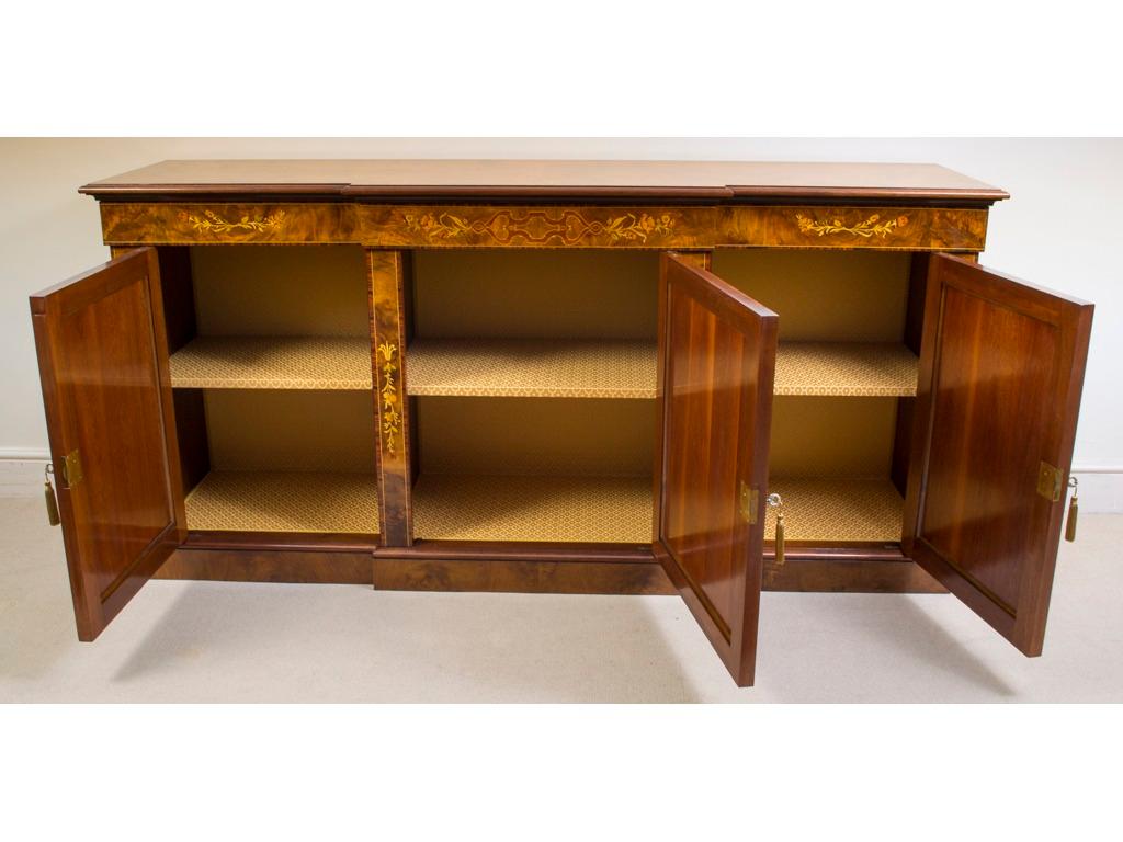 Antique Burr Walnut Marquetry 3 Door Sideboard Early 20th Century For Sale 3