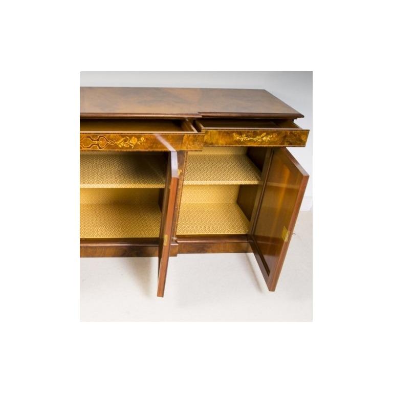 Antique Burr Walnut Marquetry 3 Door Sideboard Early 20th Century For Sale 4