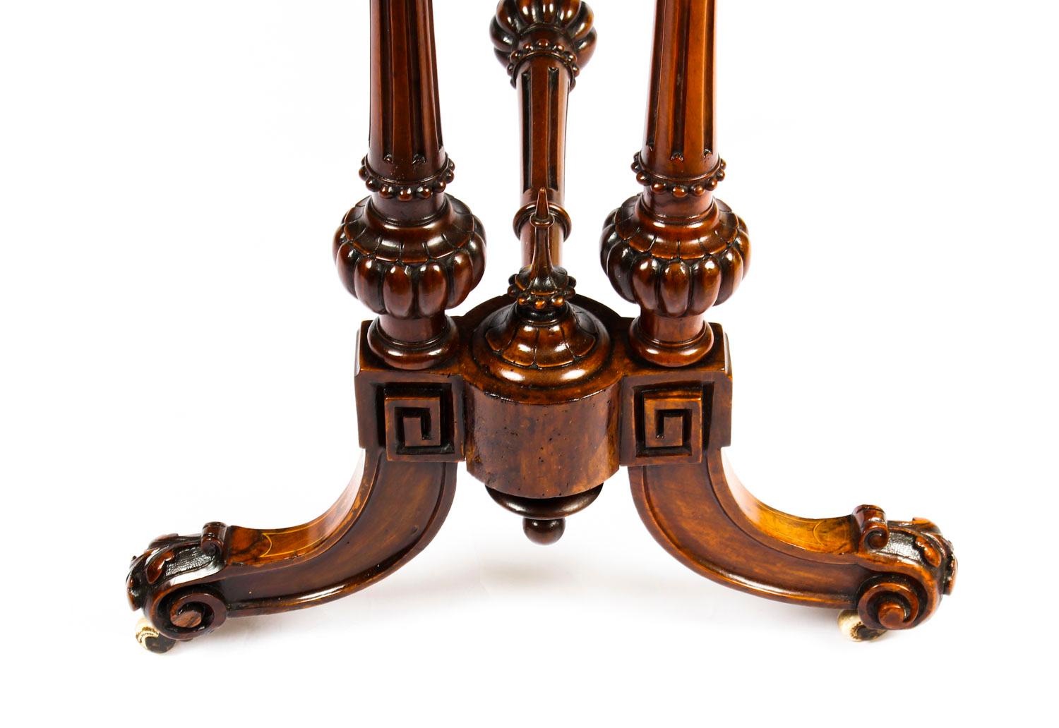 Antique Burr Walnut & Marquetry Combination Writing & Card Table, 19th Century 3