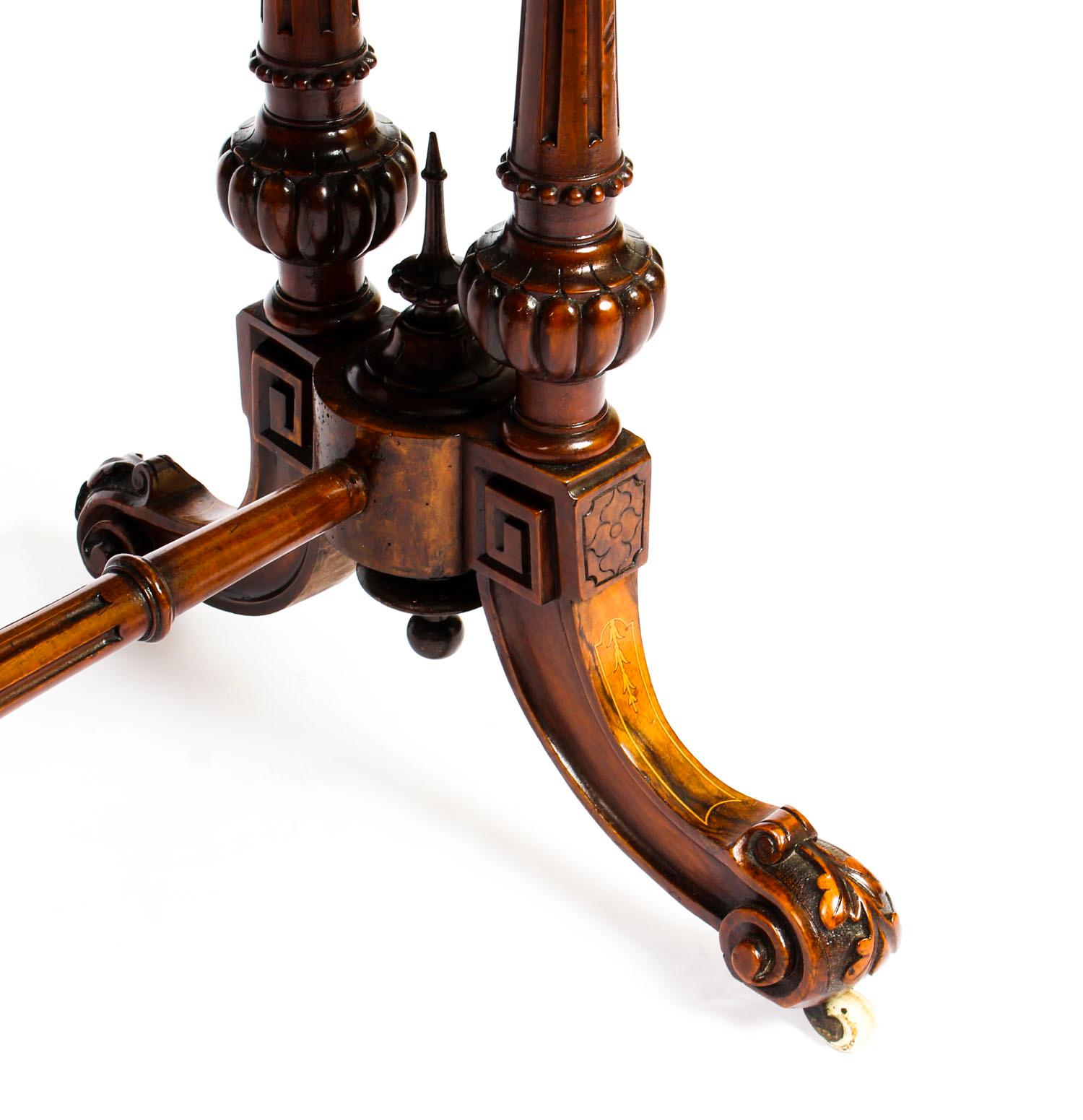 Antique Burr Walnut & Marquetry Combination Writing & Card Table, 19th Century 6