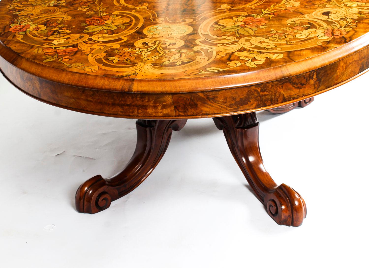 Antique Burr Walnut Marquetry Oval Coffee Table, 19th Century In Good Condition In London, GB