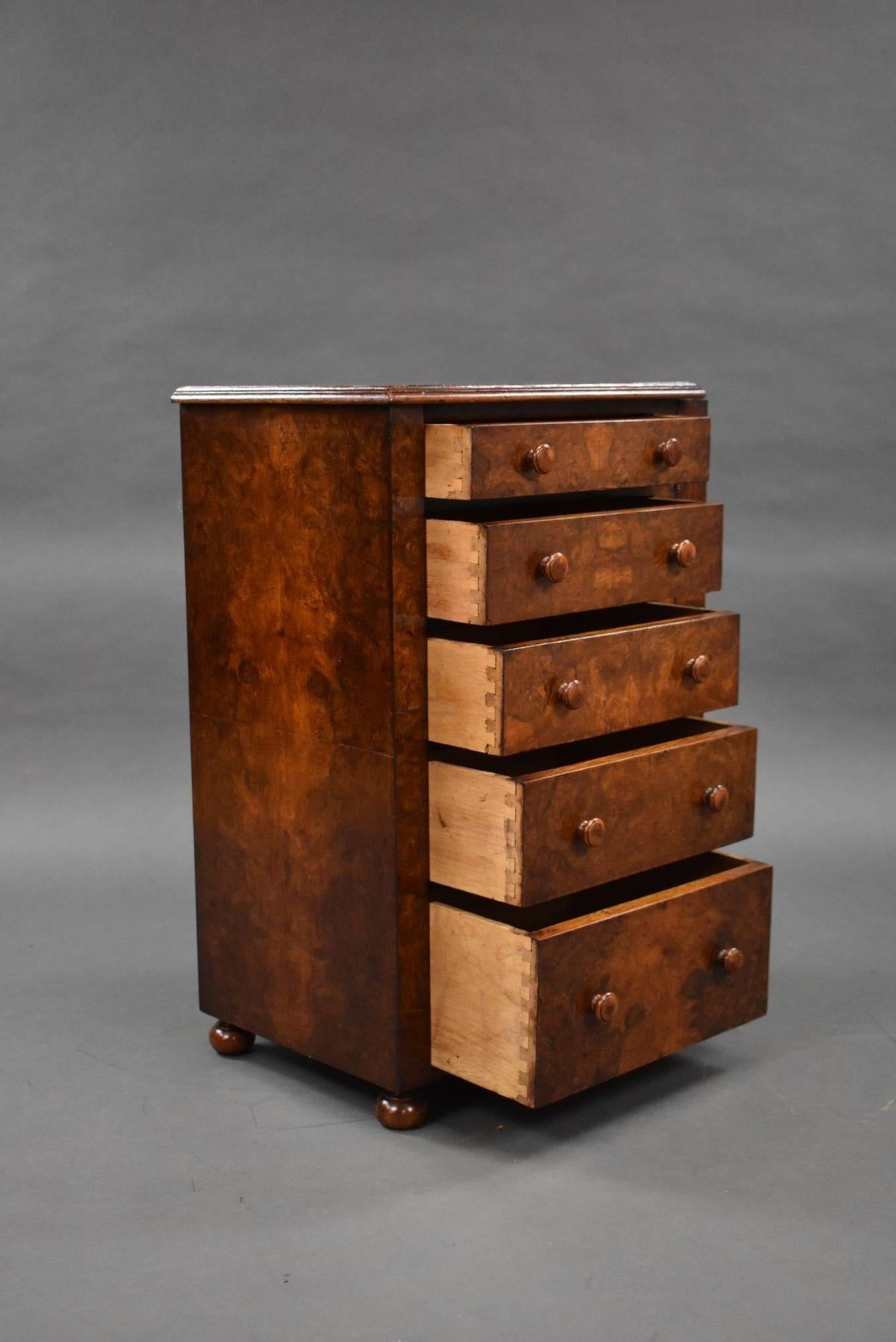 Antique Burr Walnut Miniature Wellington Chest For Sale at 1stDibs