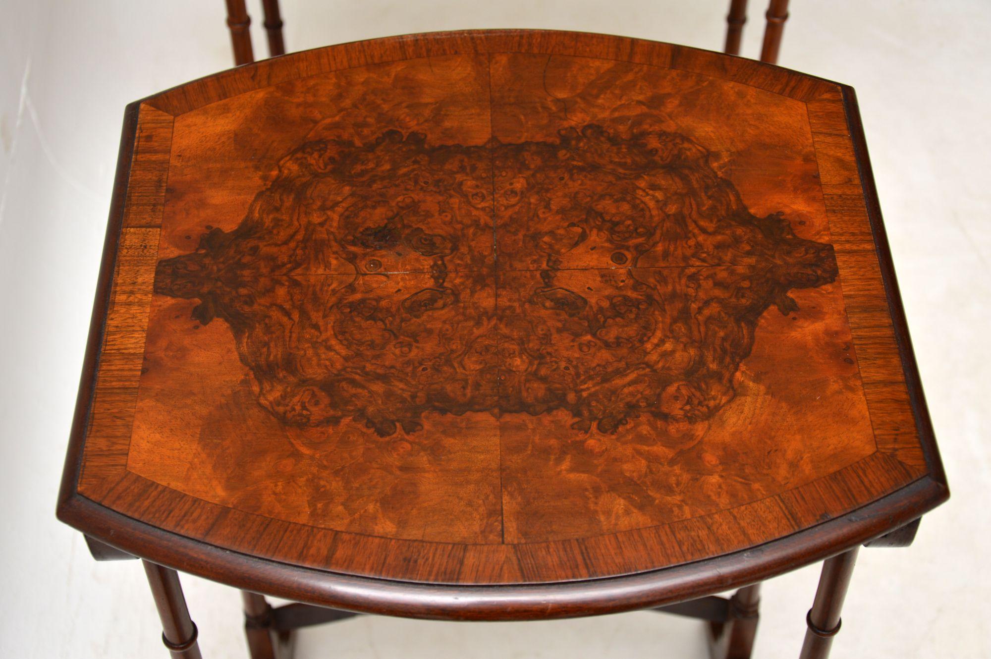 Early 20th Century Antique Burr Walnut Nest of Four Tables