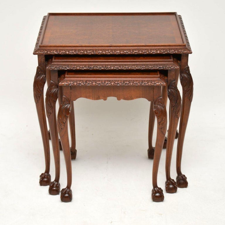 Antique Burr Walnut Nest of Tables For Sale at 1stdibs