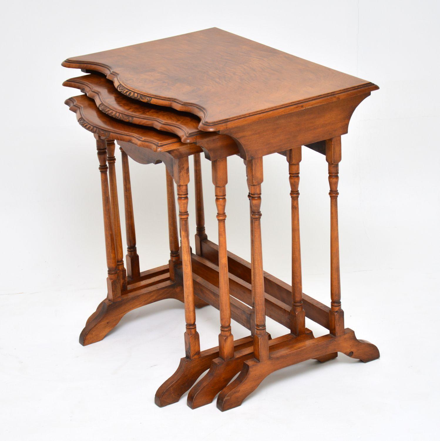 Antique Burr Walnut Nest of Tables at 1stDibs