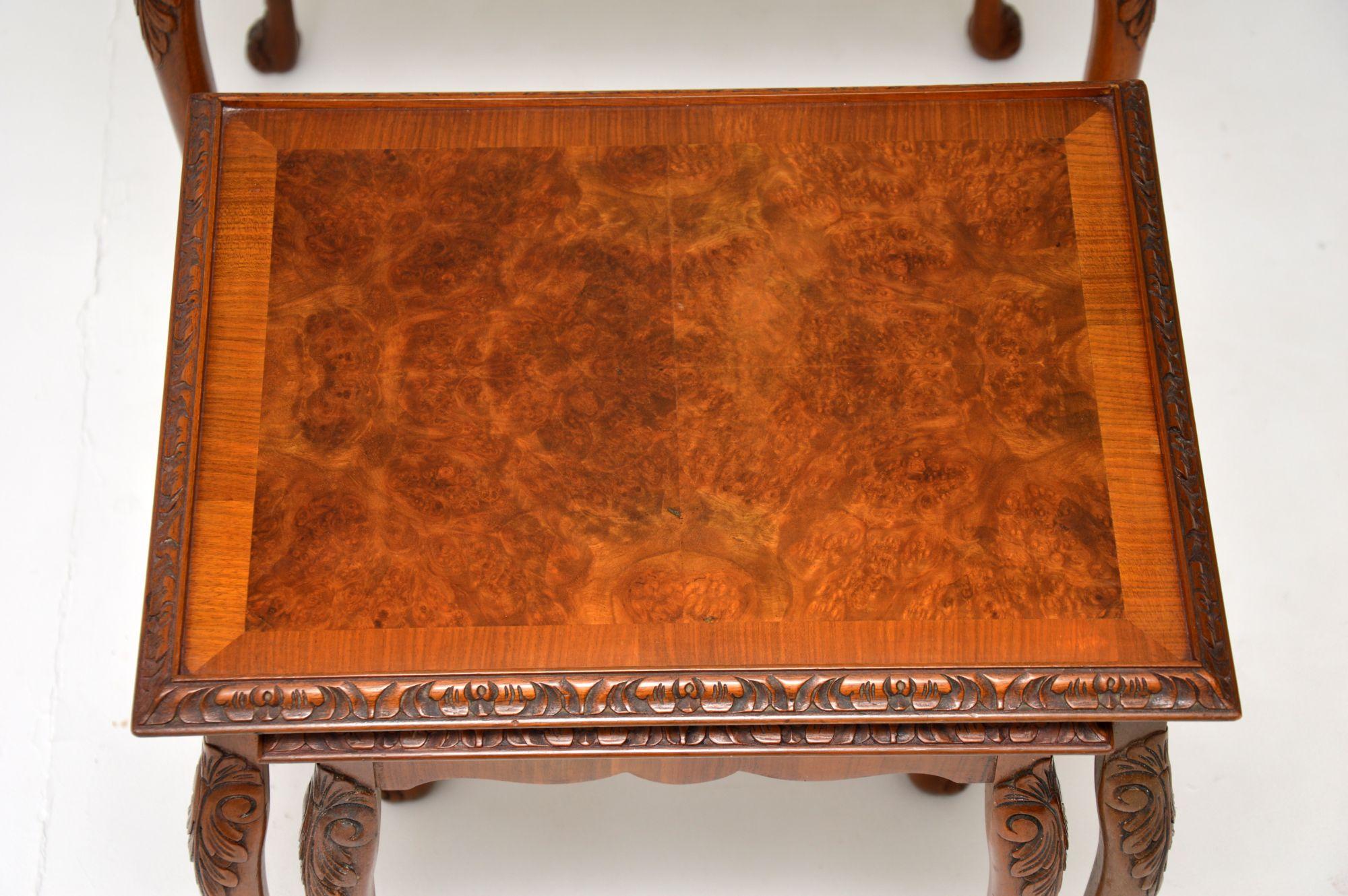 Antique Burr Walnut Nest of Tables In Good Condition In London, GB