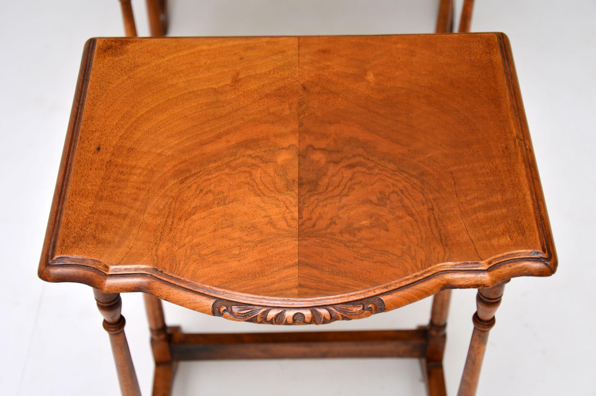 Early 20th Century Antique Burr Walnut Nest of Tables