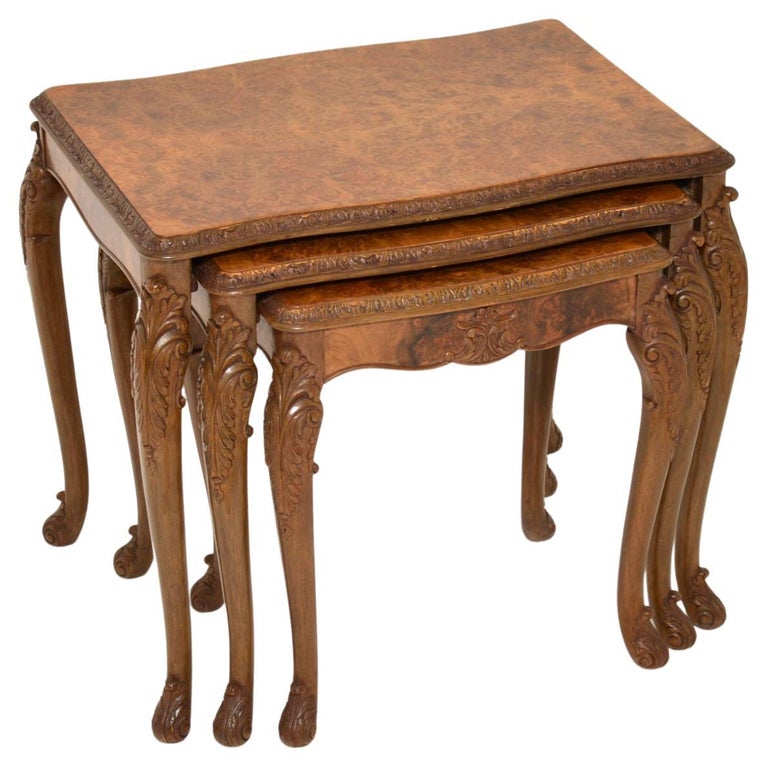 Antique Burr Walnut Nest of Tables For Sale at 1stDibs