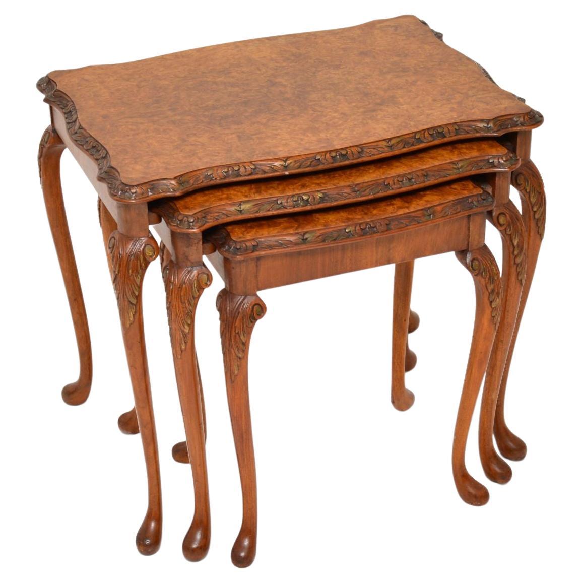 Antique Burr Walnut Nest of Tables For Sale