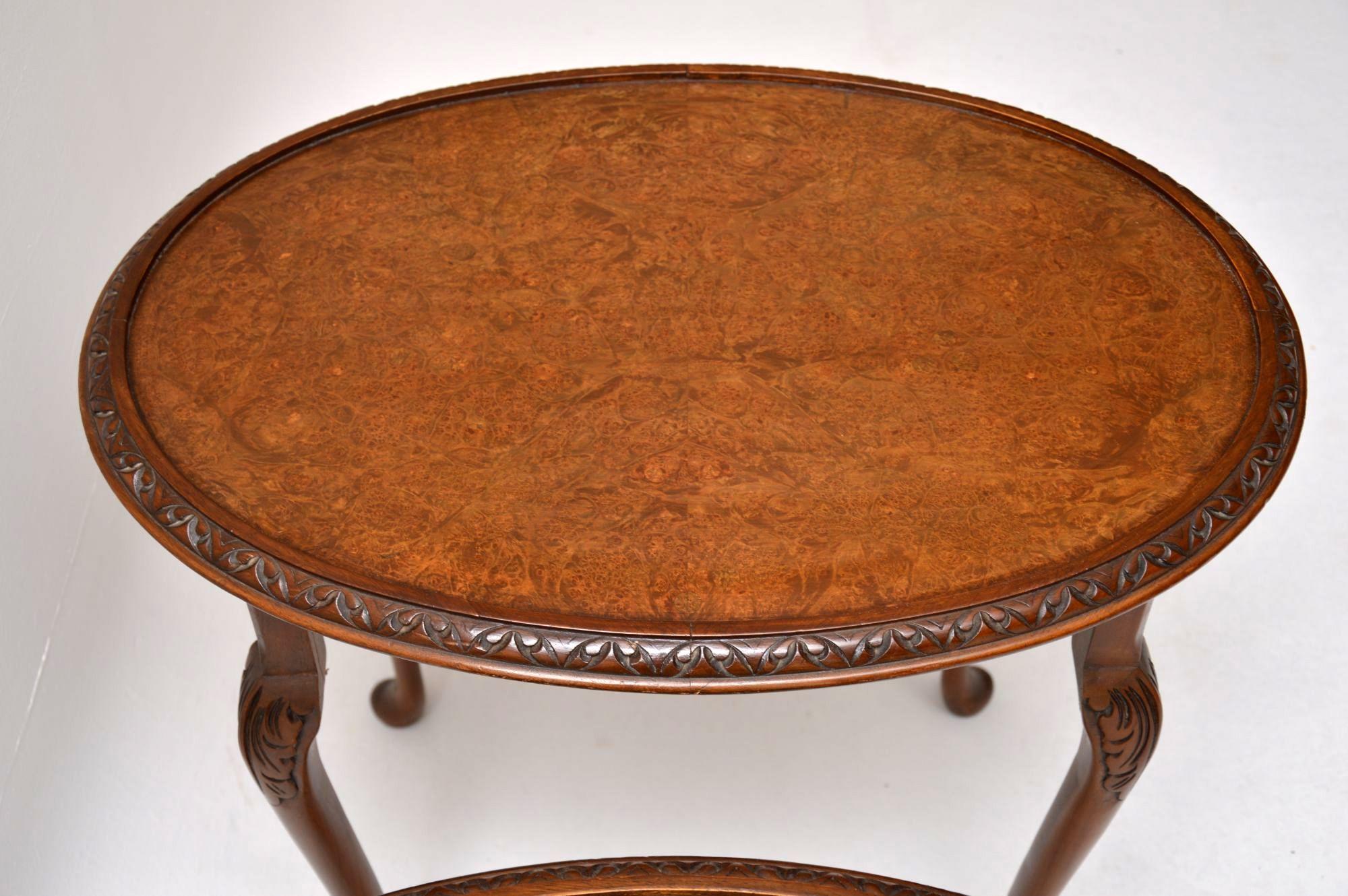 Antique Burr Walnut Nest of Three Tables In Good Condition In London, GB
