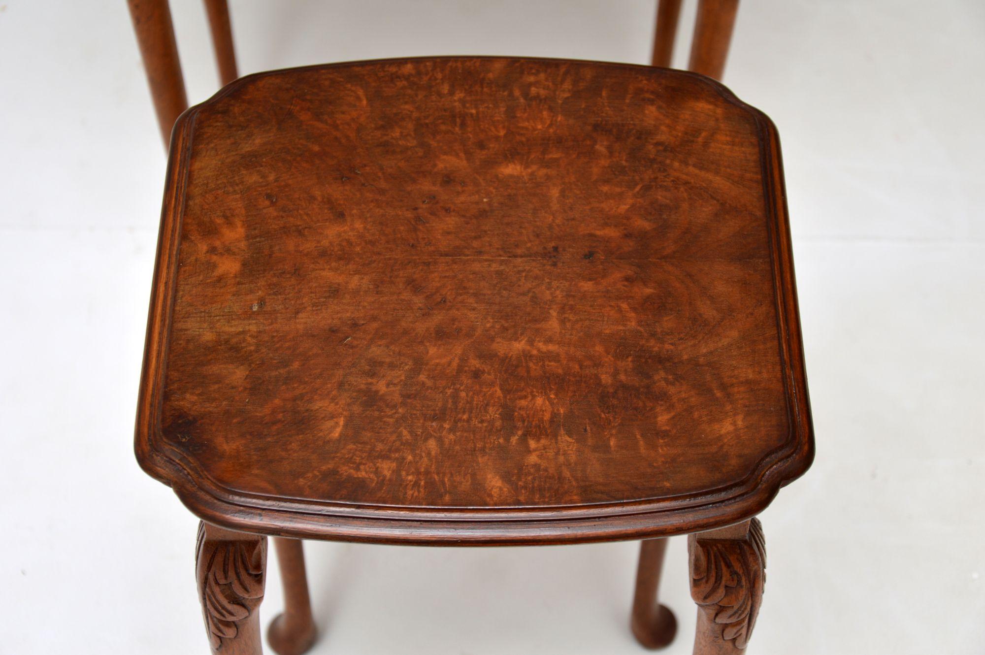 20th Century Antique Burr Walnut Nest of Three Tables