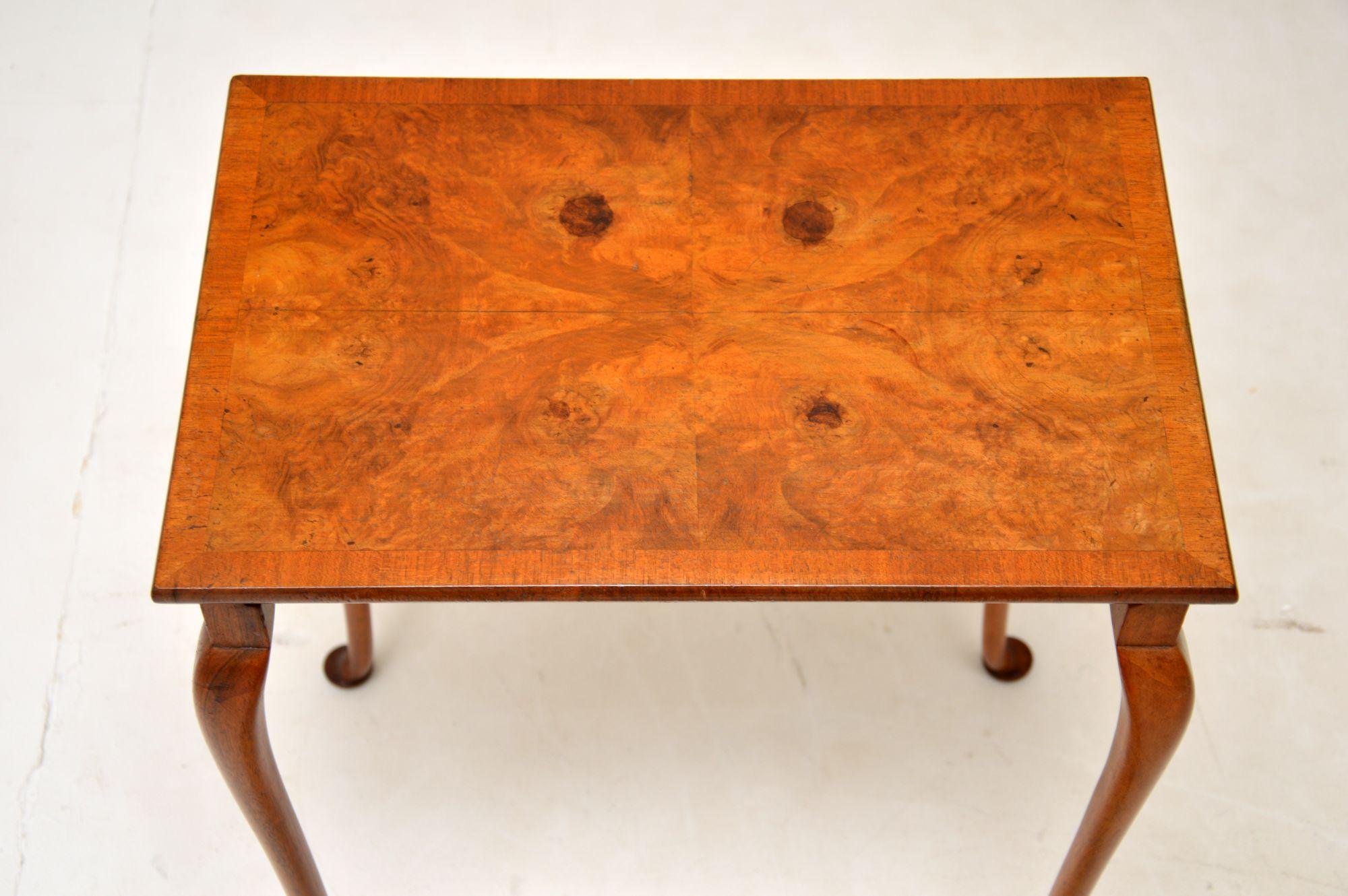 Early 20th Century Antique Burr Walnut Nest of Three Tables