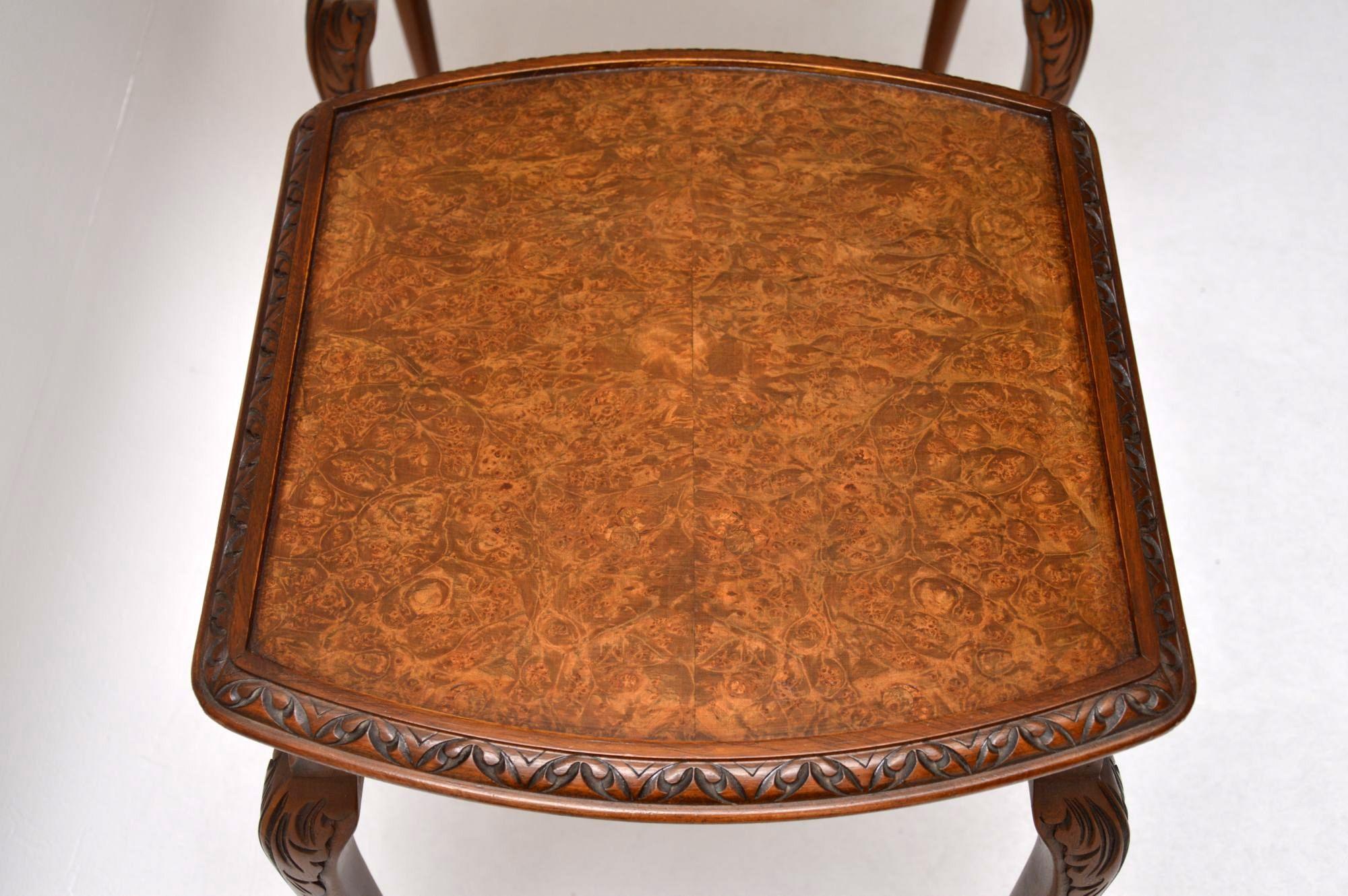 Mid-20th Century Antique Burr Walnut Nest of Three Tables