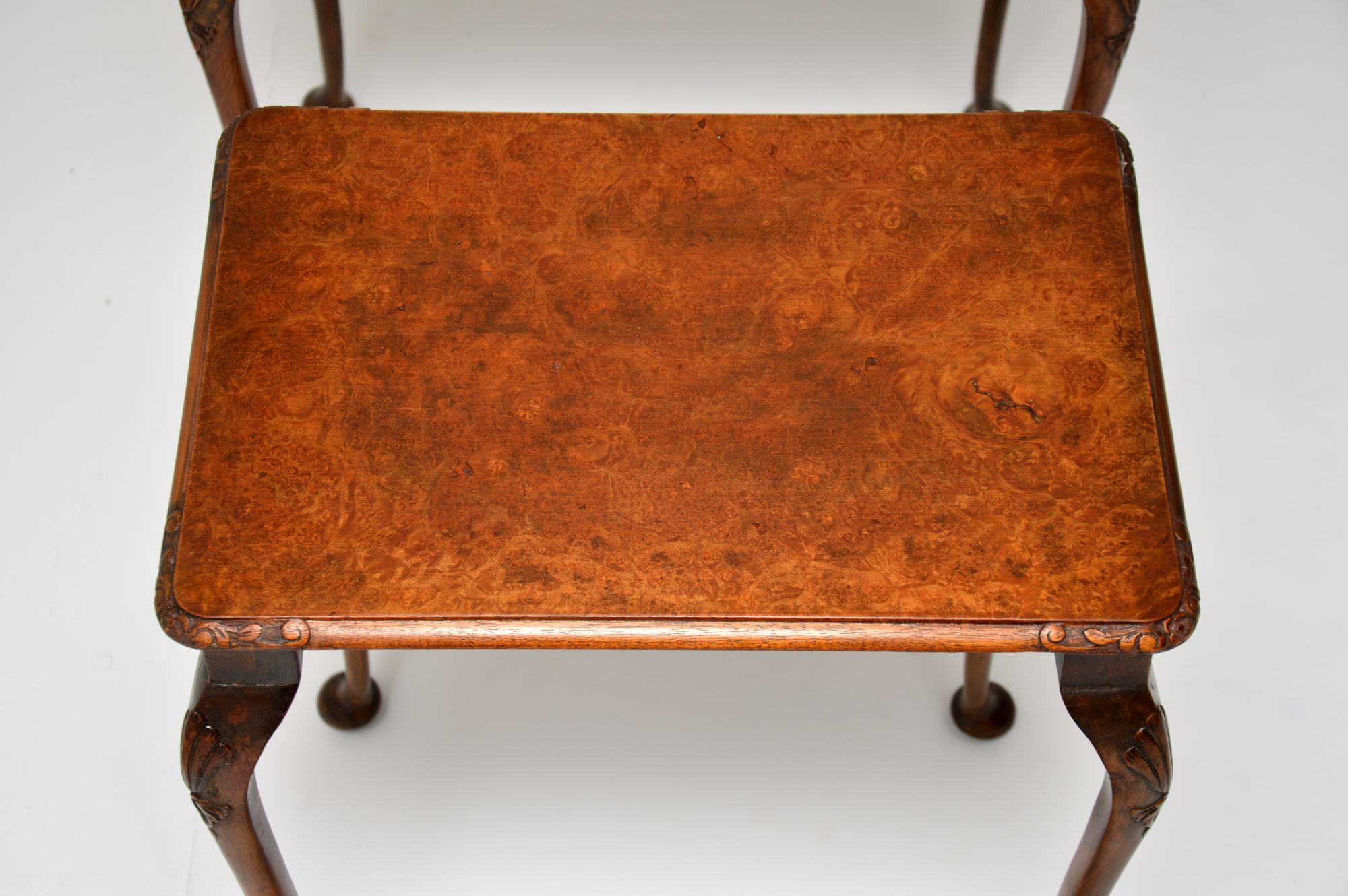 Antique Burr Walnut Nest of Three Tables 1