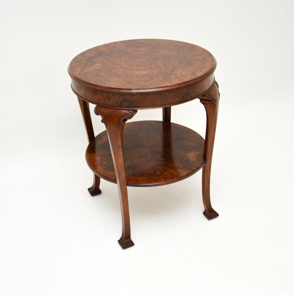 Queen Anne Antique Burr Walnut Occasional Side Table For Sale