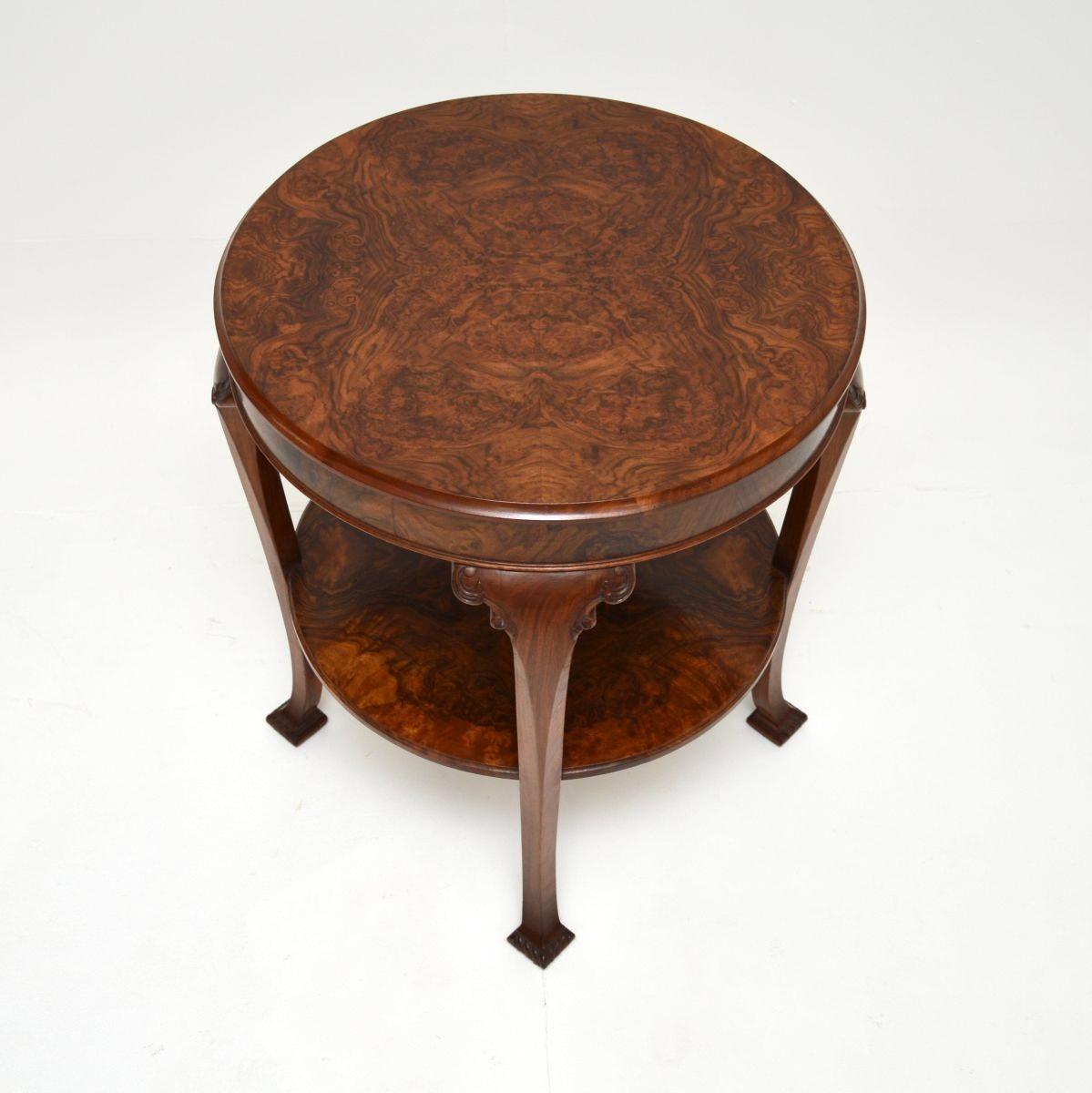 British Antique Burr Walnut Occasional Side Table For Sale