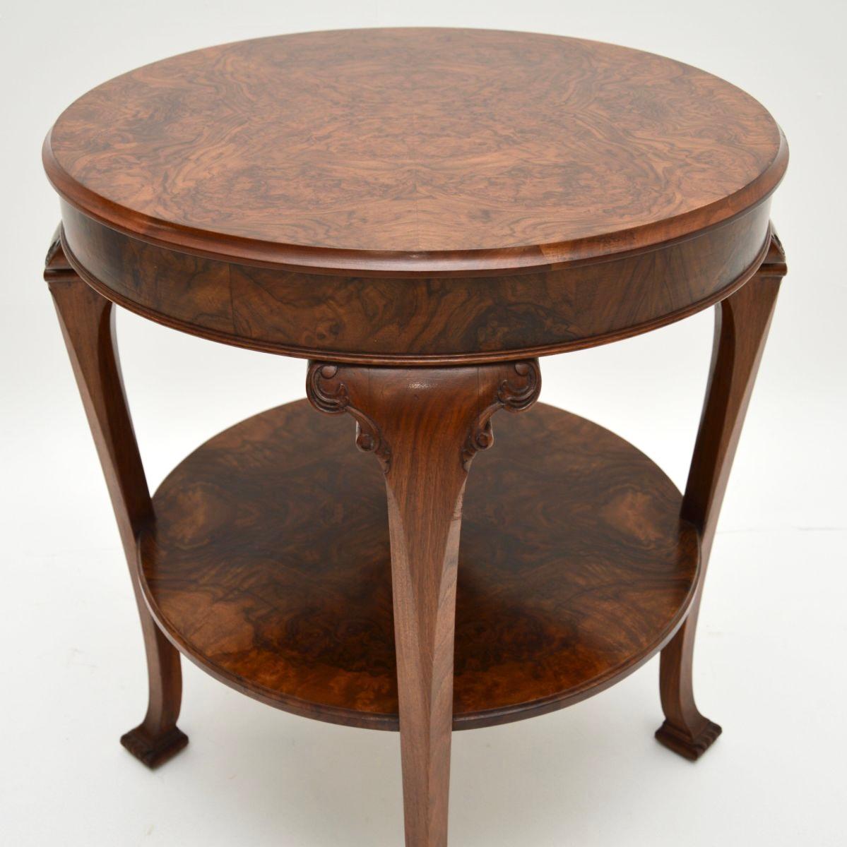 Antique Burr Walnut Occasional Side Table For Sale 1